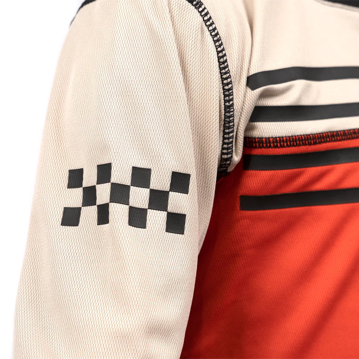 FastHouse Youth Sidewinder Alloy Long Sleeve Jersey - Mountain Kids Outfitters: Cream Red, Close-up View