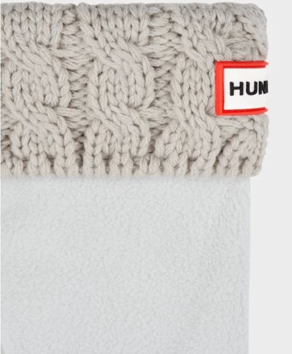 Hunter Kids 6-Stitch Cable Boot Socks - Mountain Kids Outfitters: Grey Color - White Background side view