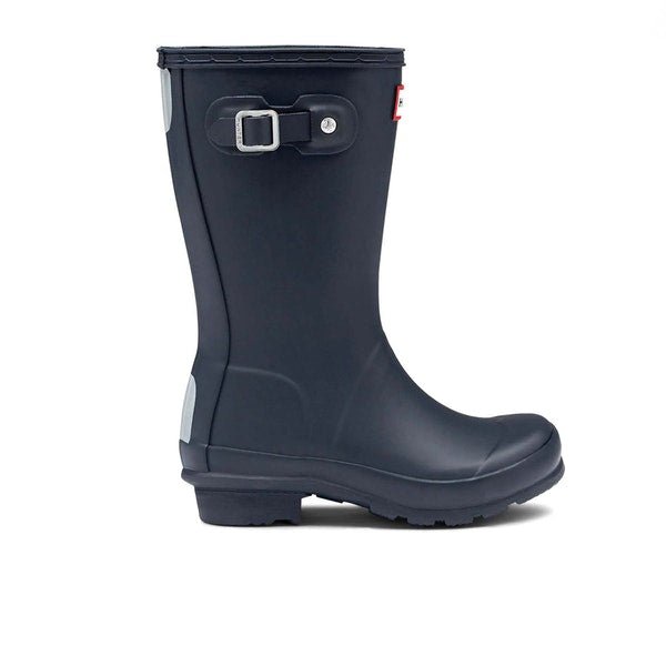 Hunter Original Kids' Rain Boots (Matte) - Mountain Kids Outfitters - Navy Color - White Background side view