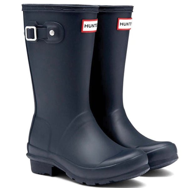 Hunter Original Kids' Rain Boots (Matte) - Mountain Kids Outfitters - Navy Color - White Background front view