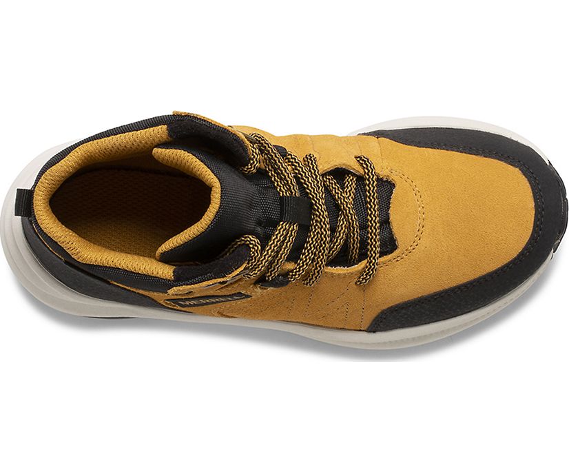 Merrell Kids' Greylock Waterproof Hiking Boots - Mountain Kids Outfitters: Wheat Color - White Background top view