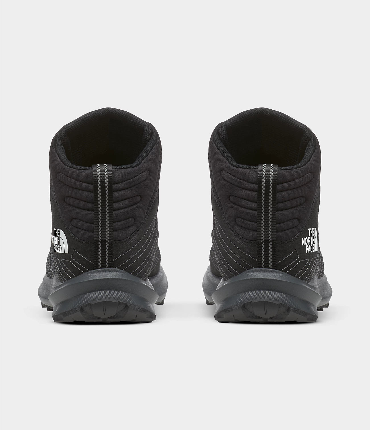 North Face Youth Fastpack Hiker Mid Waterproof Shoes - Mountain Kids Outfitters: TNF Black Color - White Background back view
