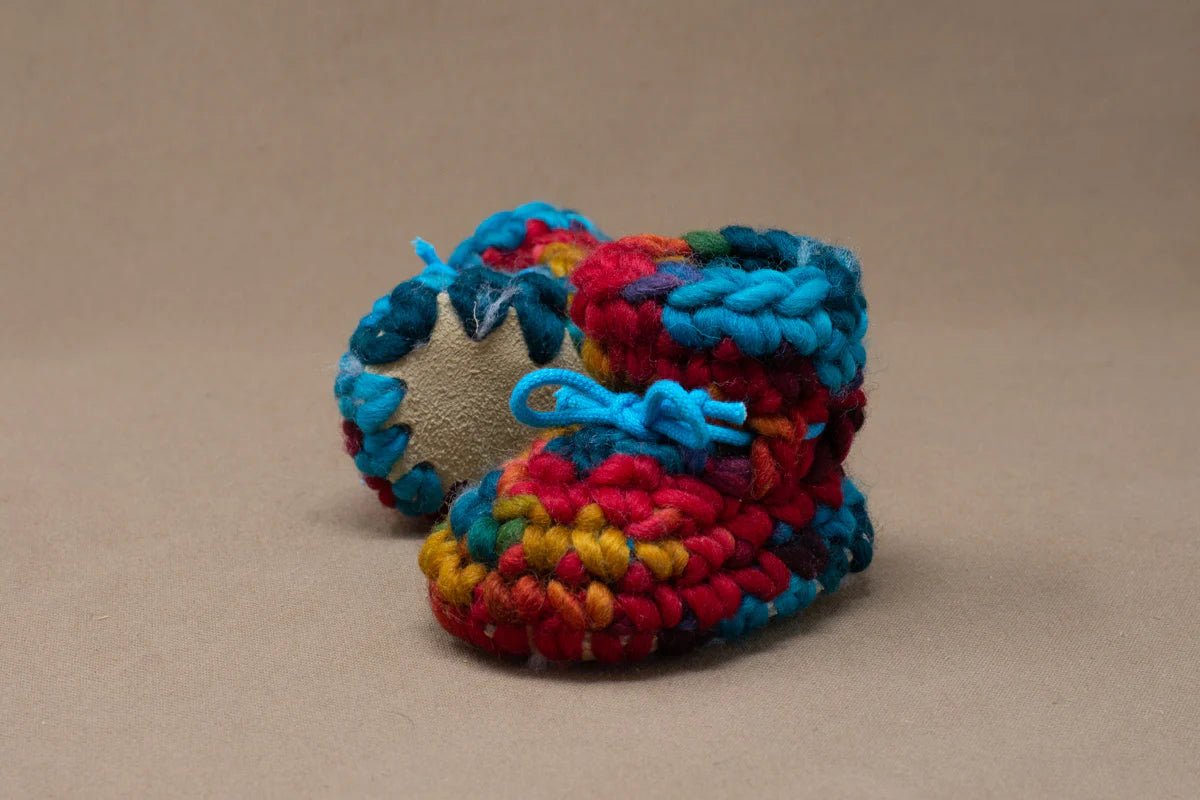 Padraig Knit Slippers (Newborn Sizing) - Mountain Kids Outfitters - Fire Color - Side  View