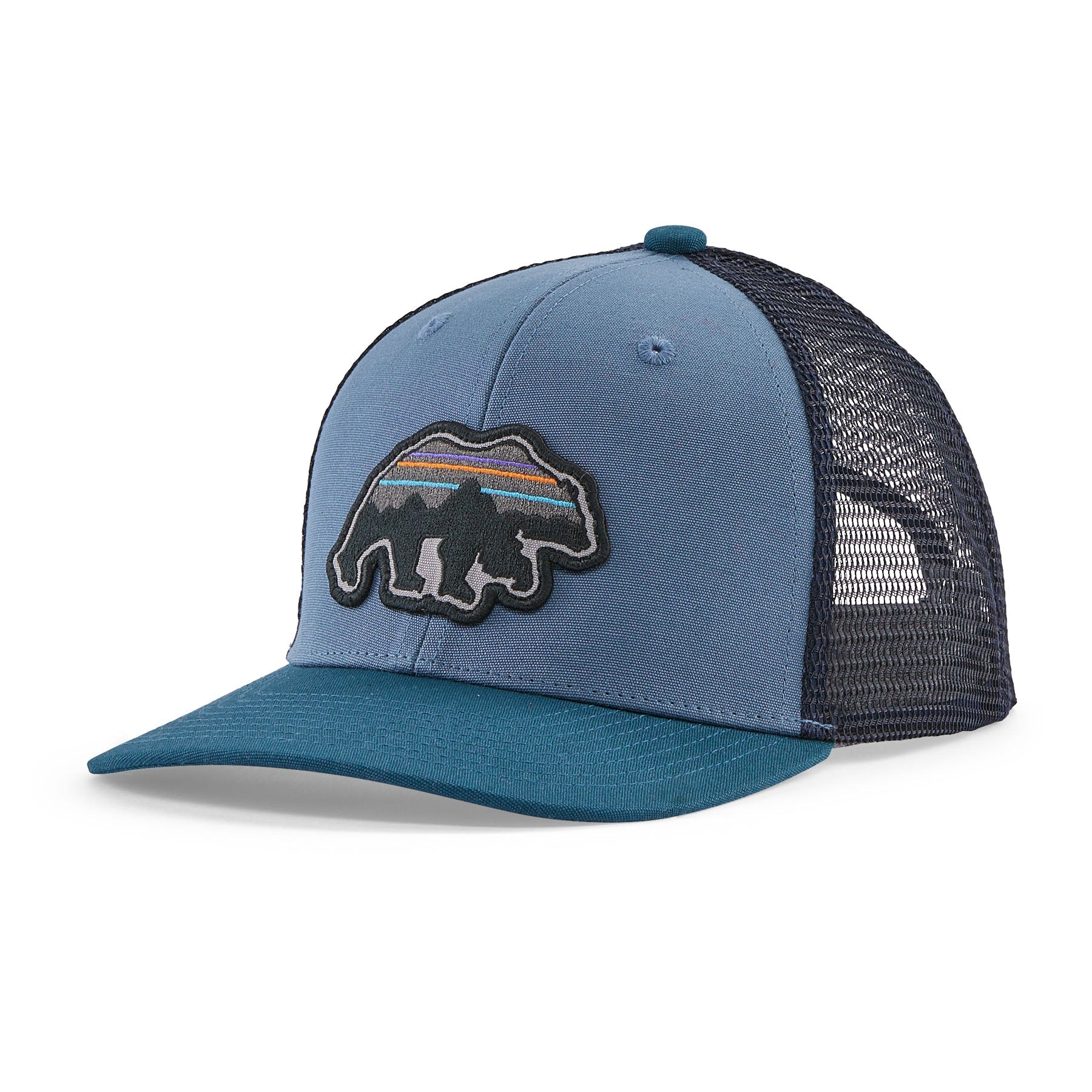 Patagonia Kids Trucker Hat Back For Good Bear Pigeon Blue