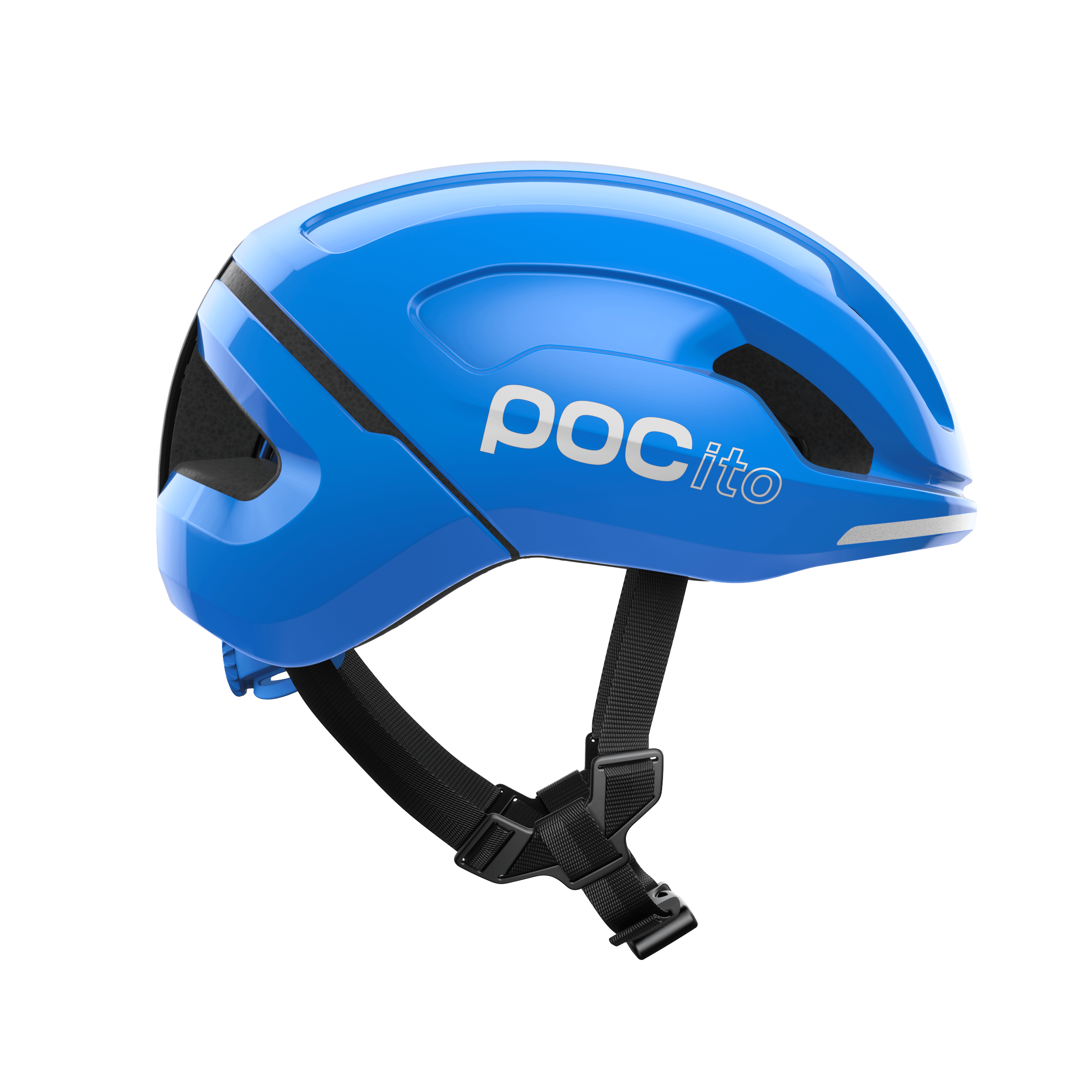 POCito Omne MIPS Biking Helmet - Mountain Kids Outfitters: Fluorescent Blue, Side View