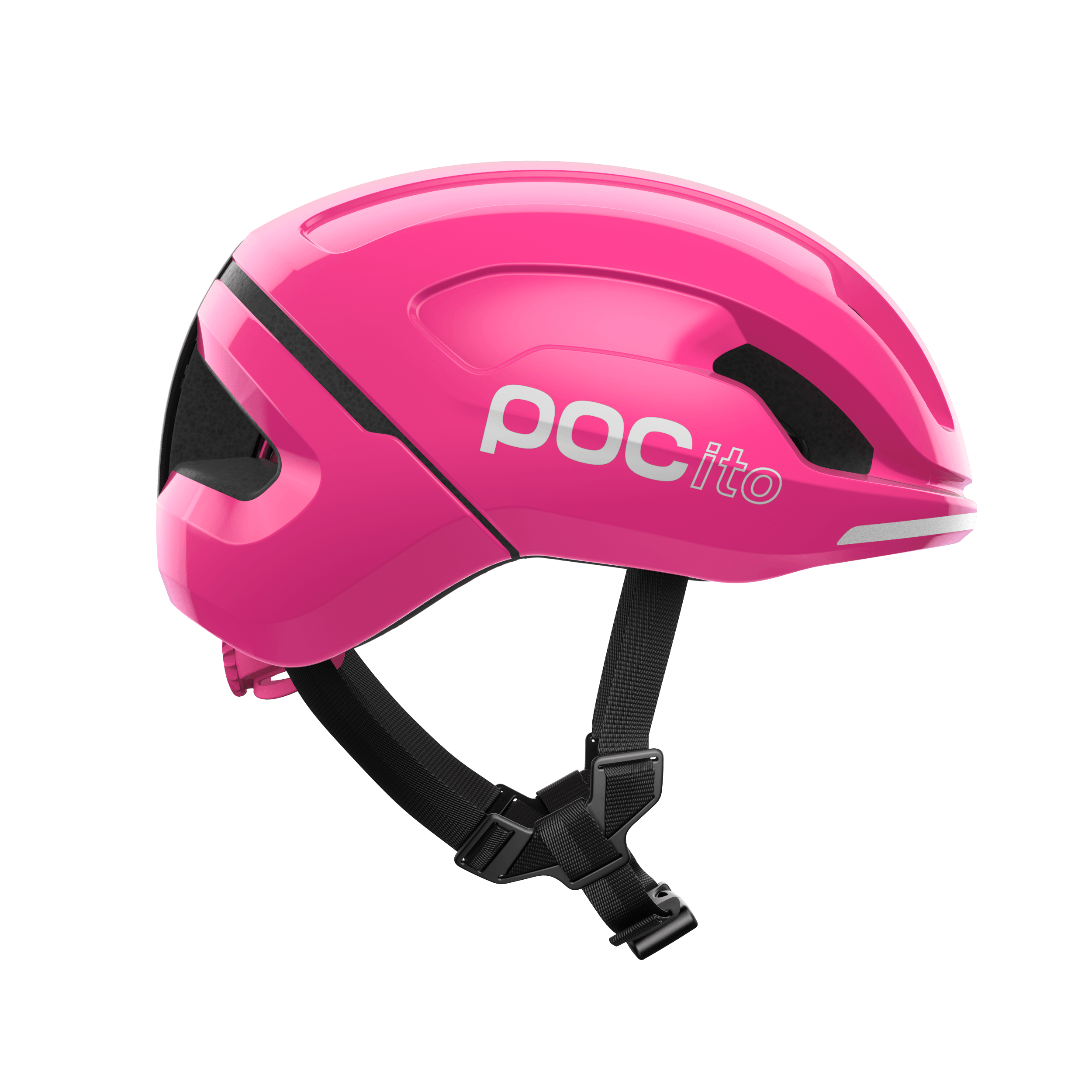 POCito Omne MIPS Biking Helmet - Mountain Kids Outfitters: Fluorescent Pink, Side View