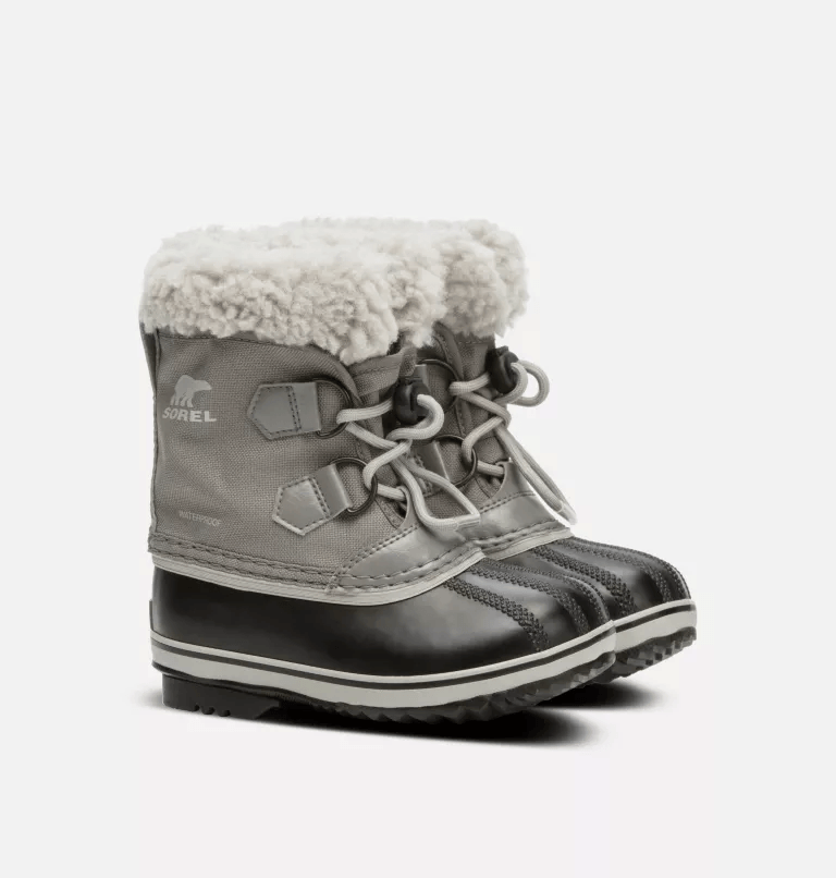 Sorel Children's Yoot Pac Nylon Snow Boots - Mountain Kids Outfitters - Quarry/Dove Color - White Background