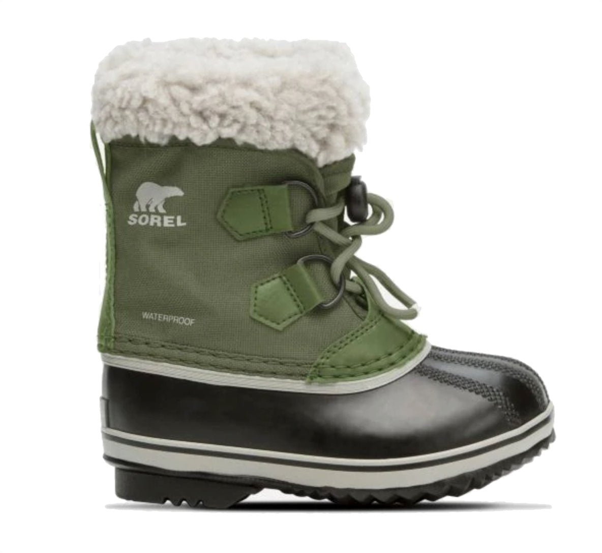 Sorel Children's Yoot Pac Nylon Snow Boots - Mountain Kids Outfitters - Hiker Green Color - White Background side view