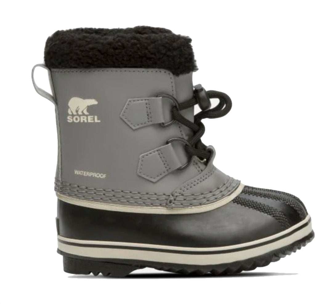 Sorel Children's Yoot Pac TP Snow Boots - Mountain Kids Outfitters - Quarry/Black Color - White Background side view