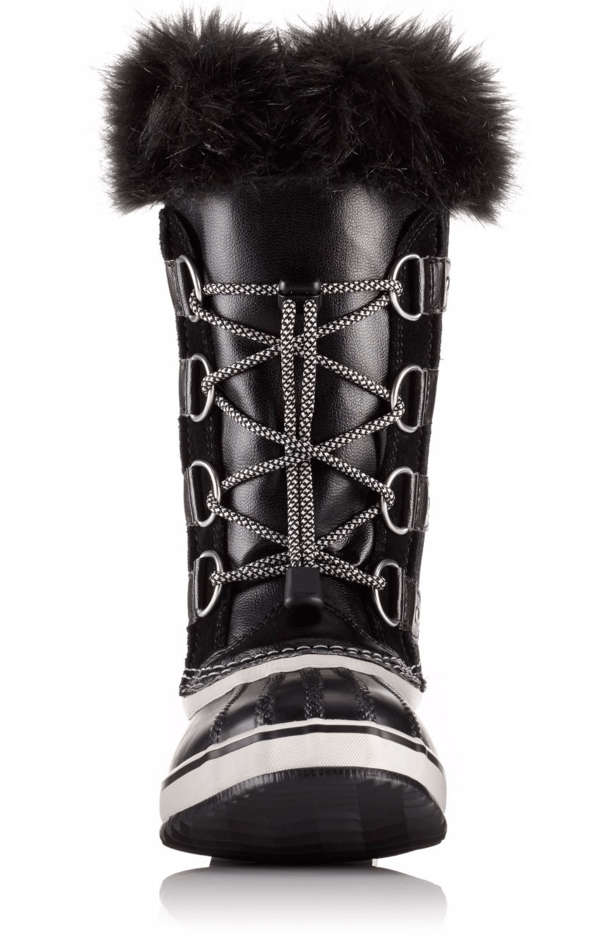 Sorel Youth Joan of Arctic Winter Boots - Mountain Kids Outfitters - Black/Dove Color - White Background front view