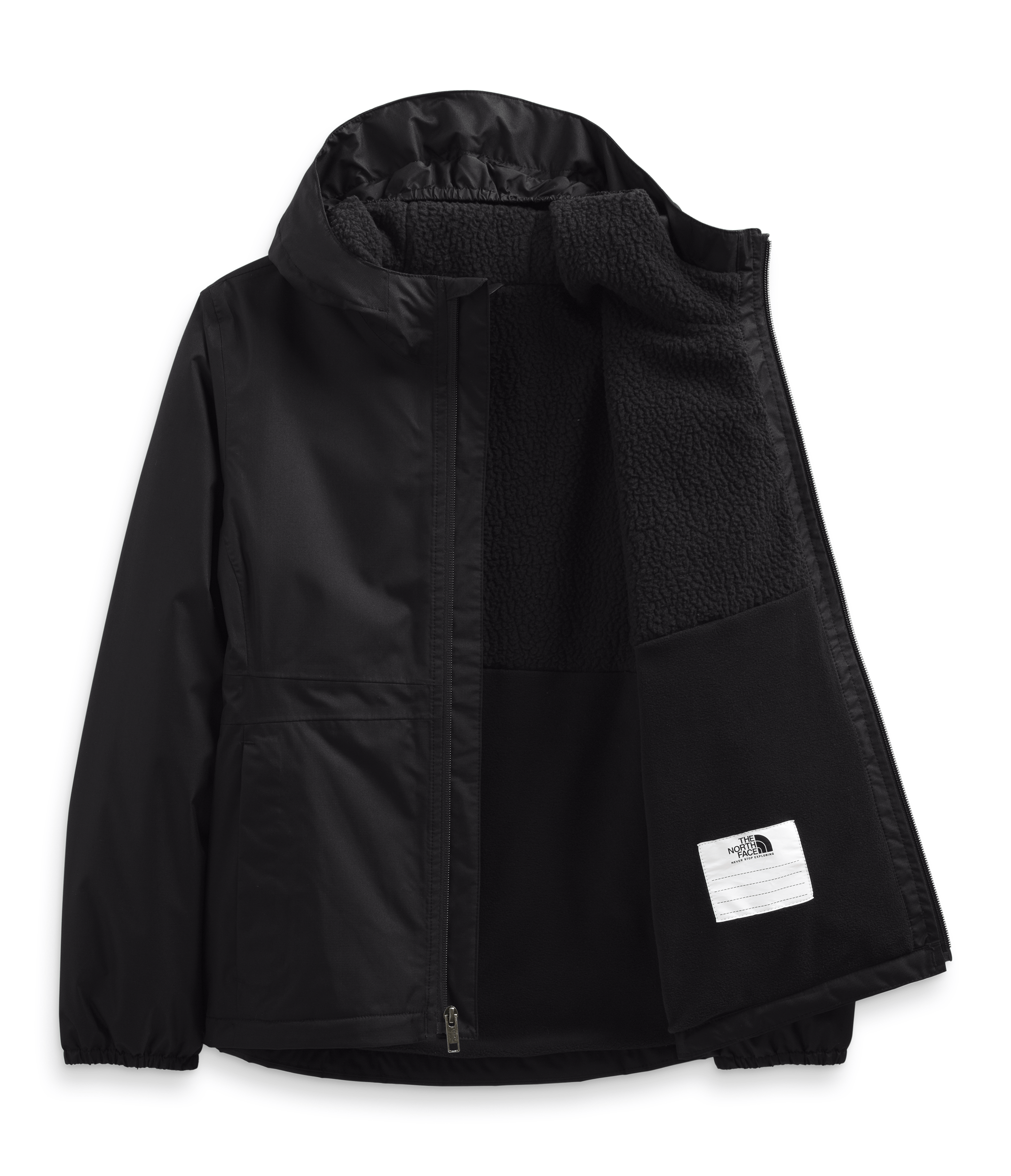 Black The North Face Girls' Warm Storm Jacket - Mountain Kids Outfitters in White Background
