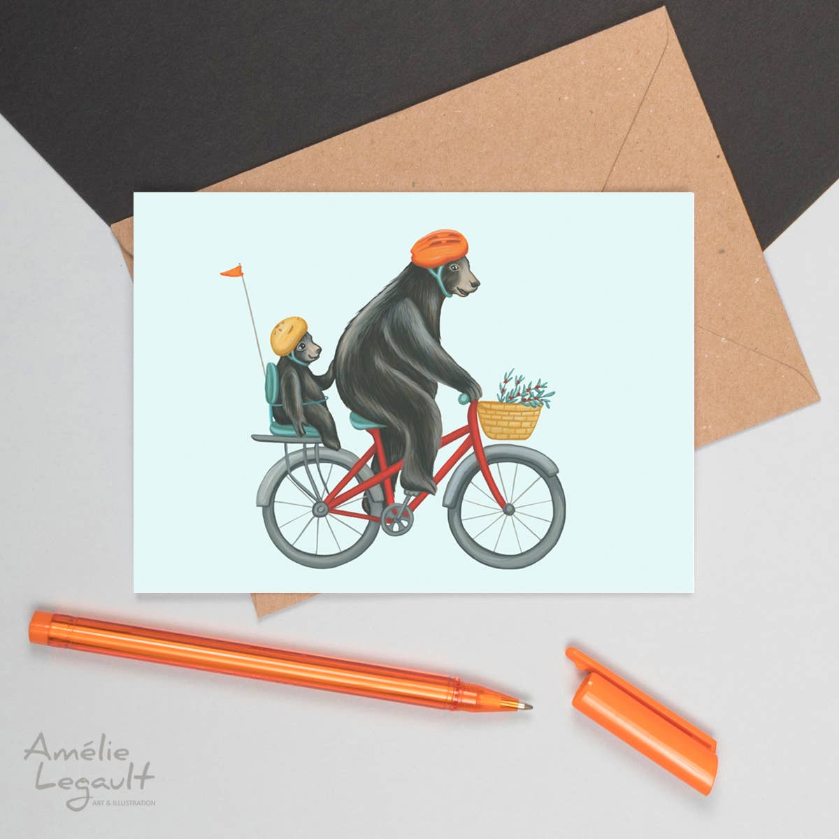 Bear Cycling Greeting Card