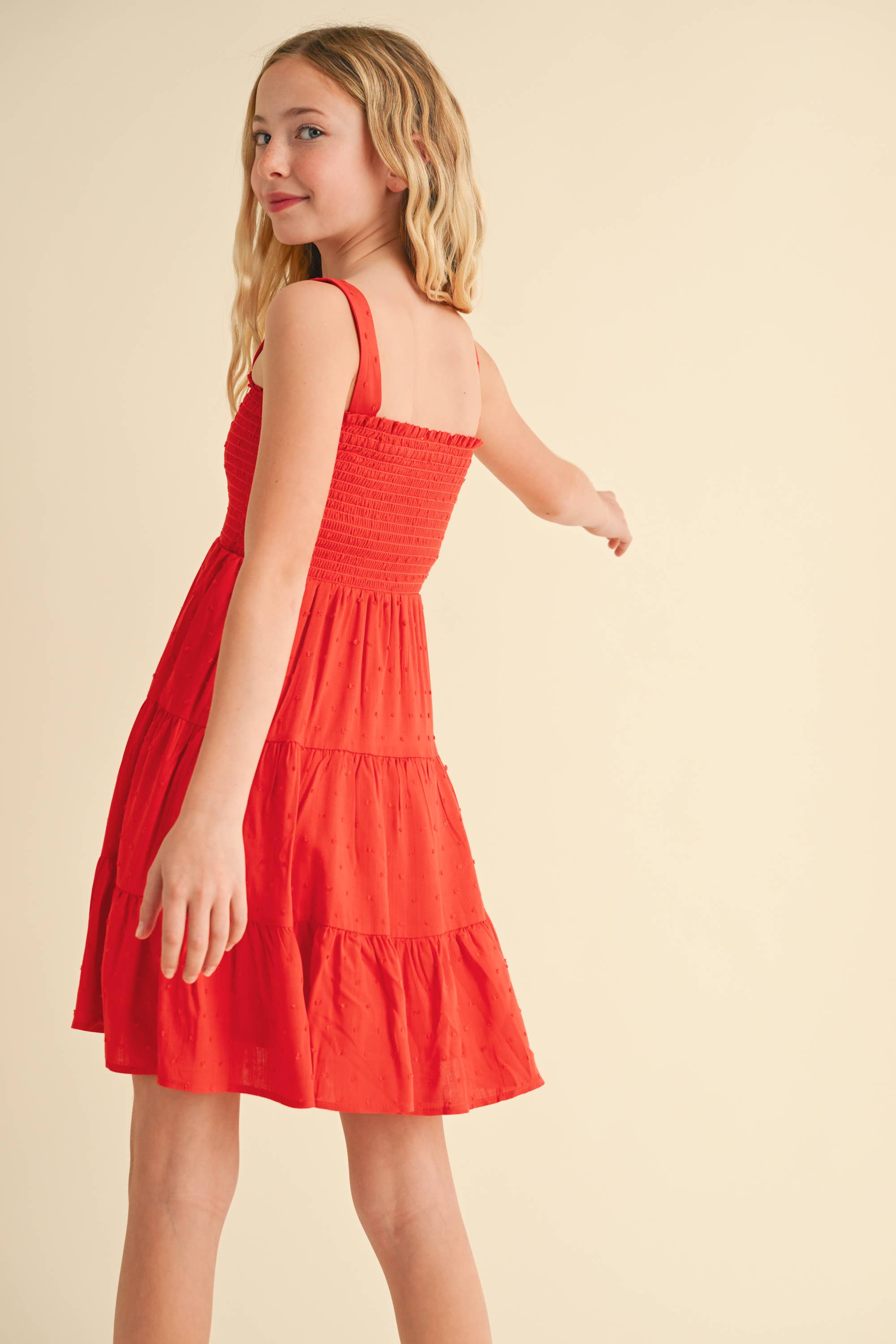 TWEEN KIDS GIRLS SMOCKED TIERED DRESS (7-12)