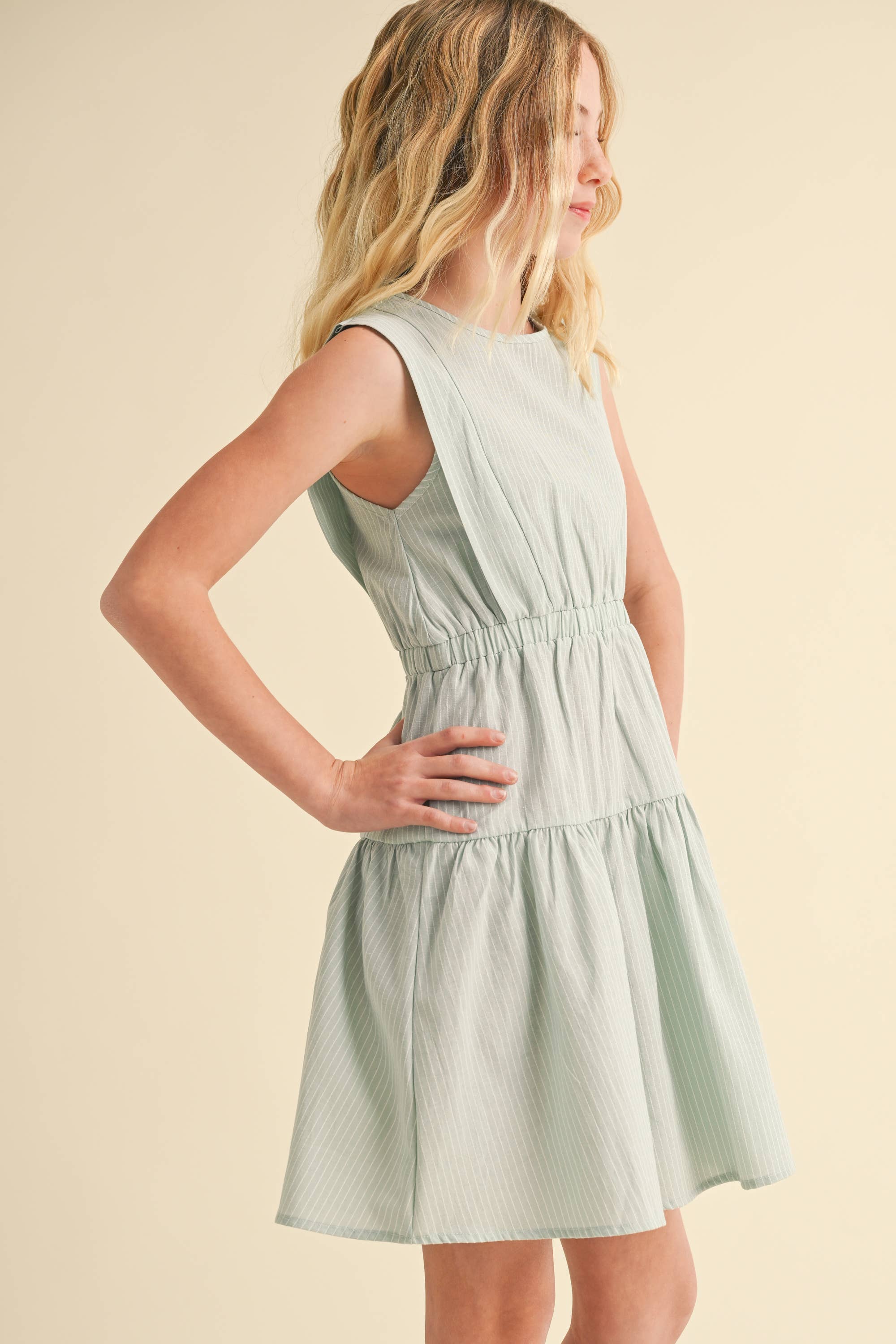 TWEEN GIRLS KIDS 2 TIER KNEE LENGTH DRESS (7/14)