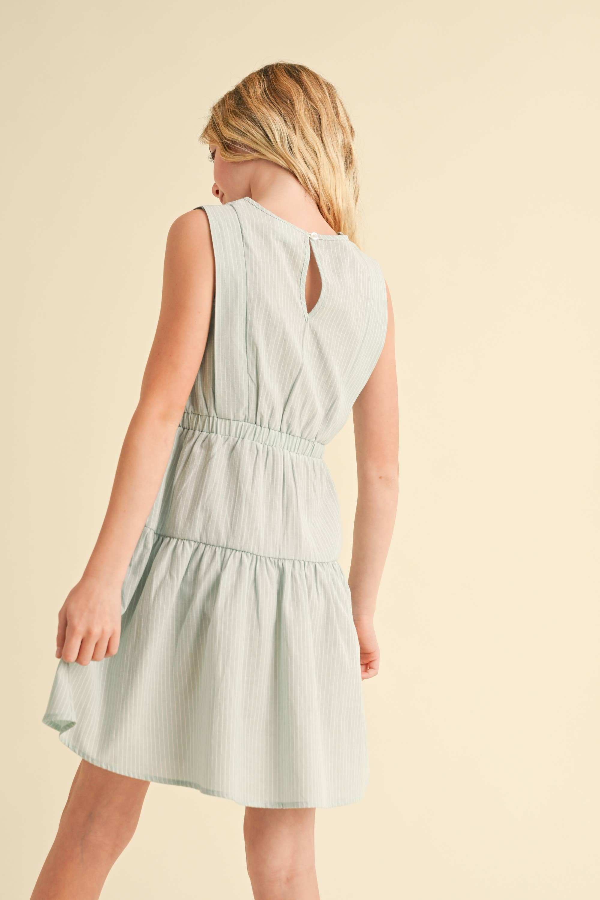 TWEEN GIRLS KIDS 2 TIER KNEE LENGTH DRESS (7/14)