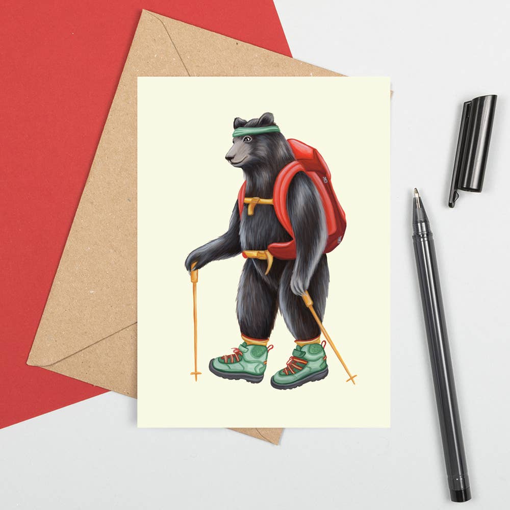 Bear Hiking Greeting Card