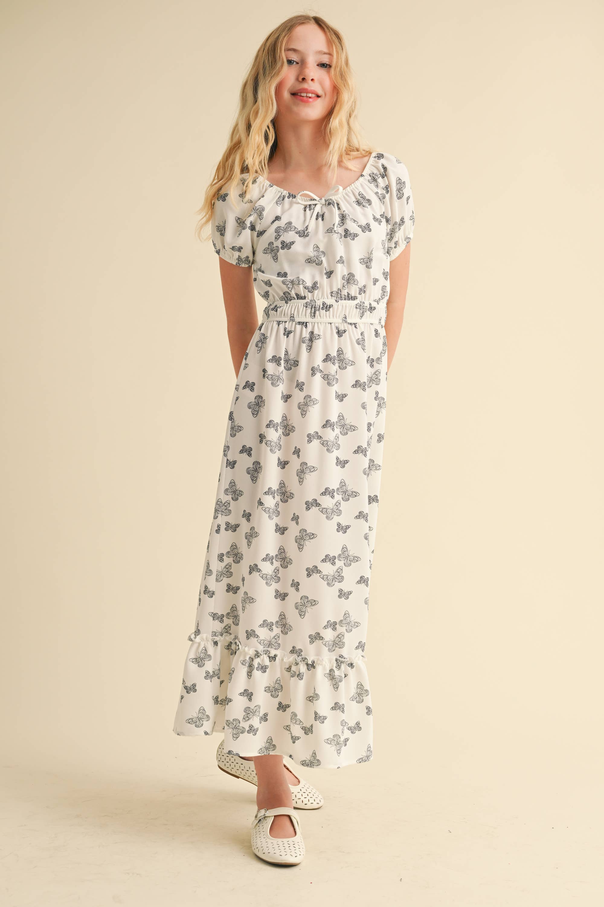 TWEEN KIDS GIRLS EMPIRE WAIST MAXI DRESS (7-12)