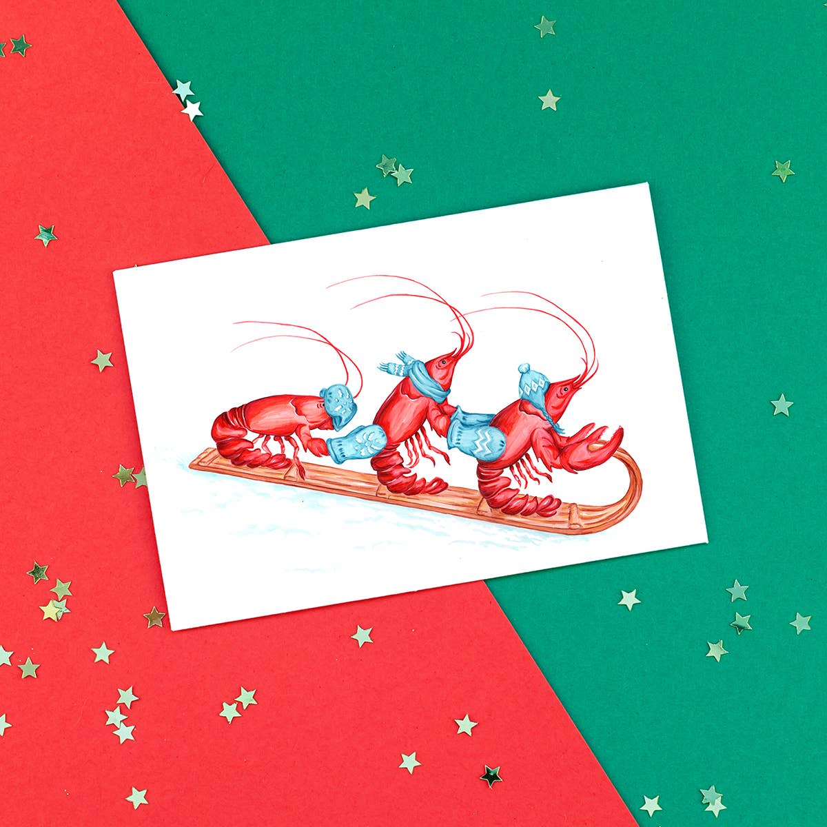 Lobster sledding Greeting Card