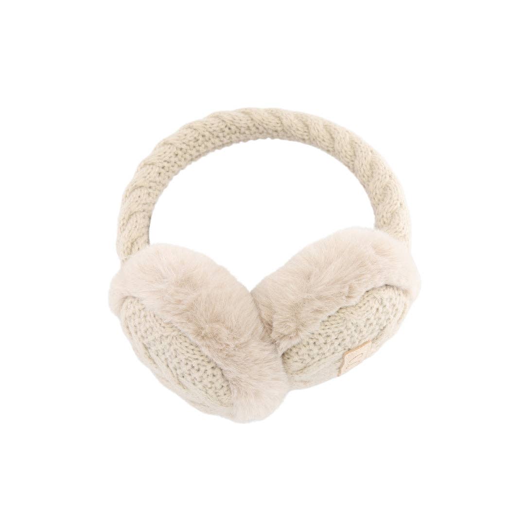 KIDS Cable Knit Faux Fur Earmuffs KDEMS3661