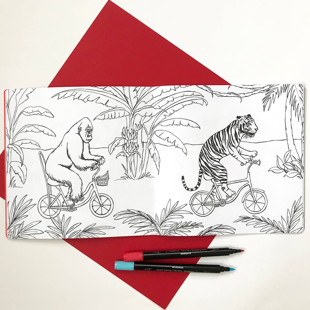 Coloring book - Animals on Bikes From the Jungle to the Sea