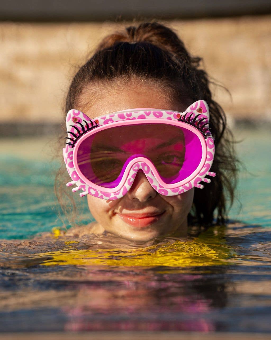 Kitty Cat "Meow" Leopard Print Swim Goggles