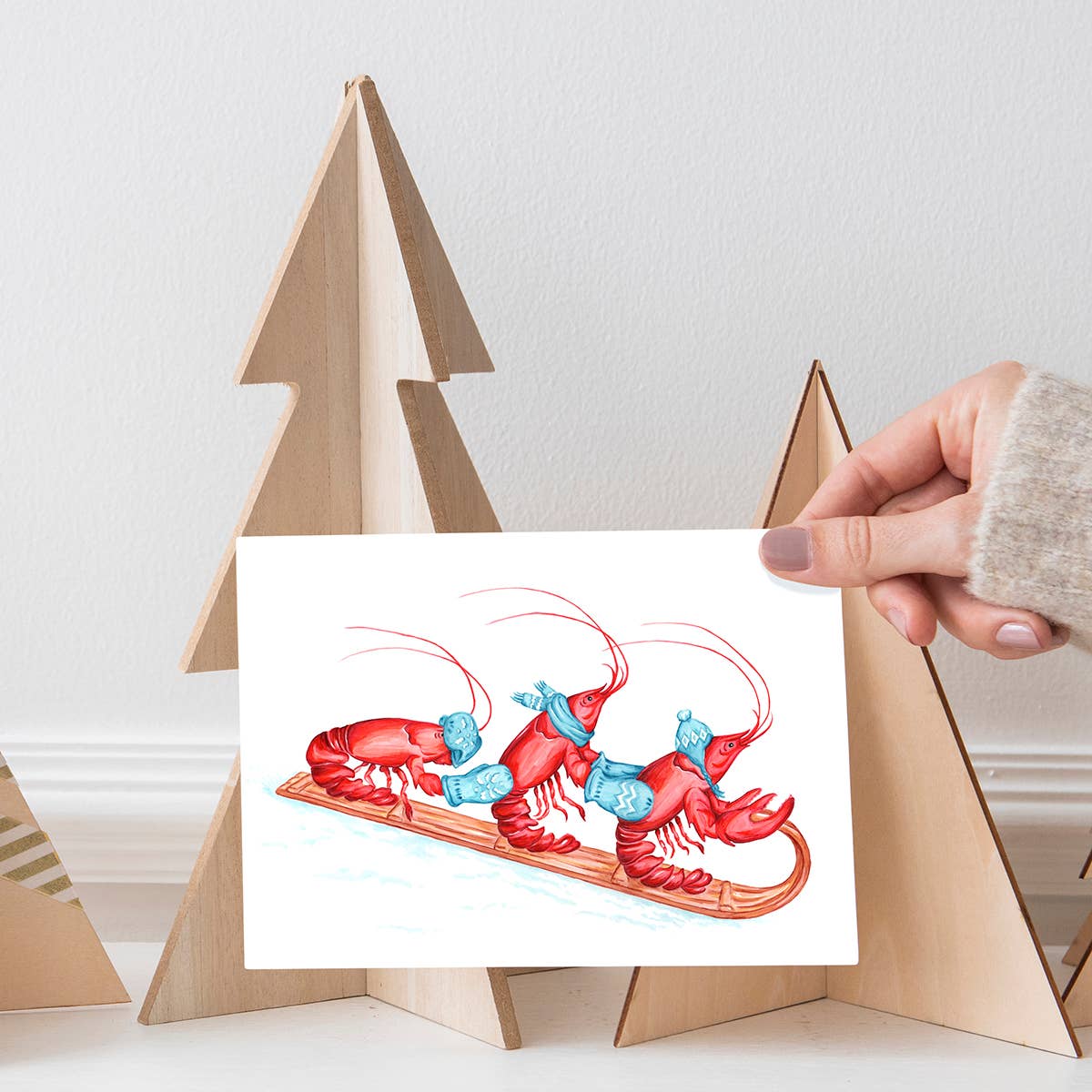 Lobster sledding Greeting Card