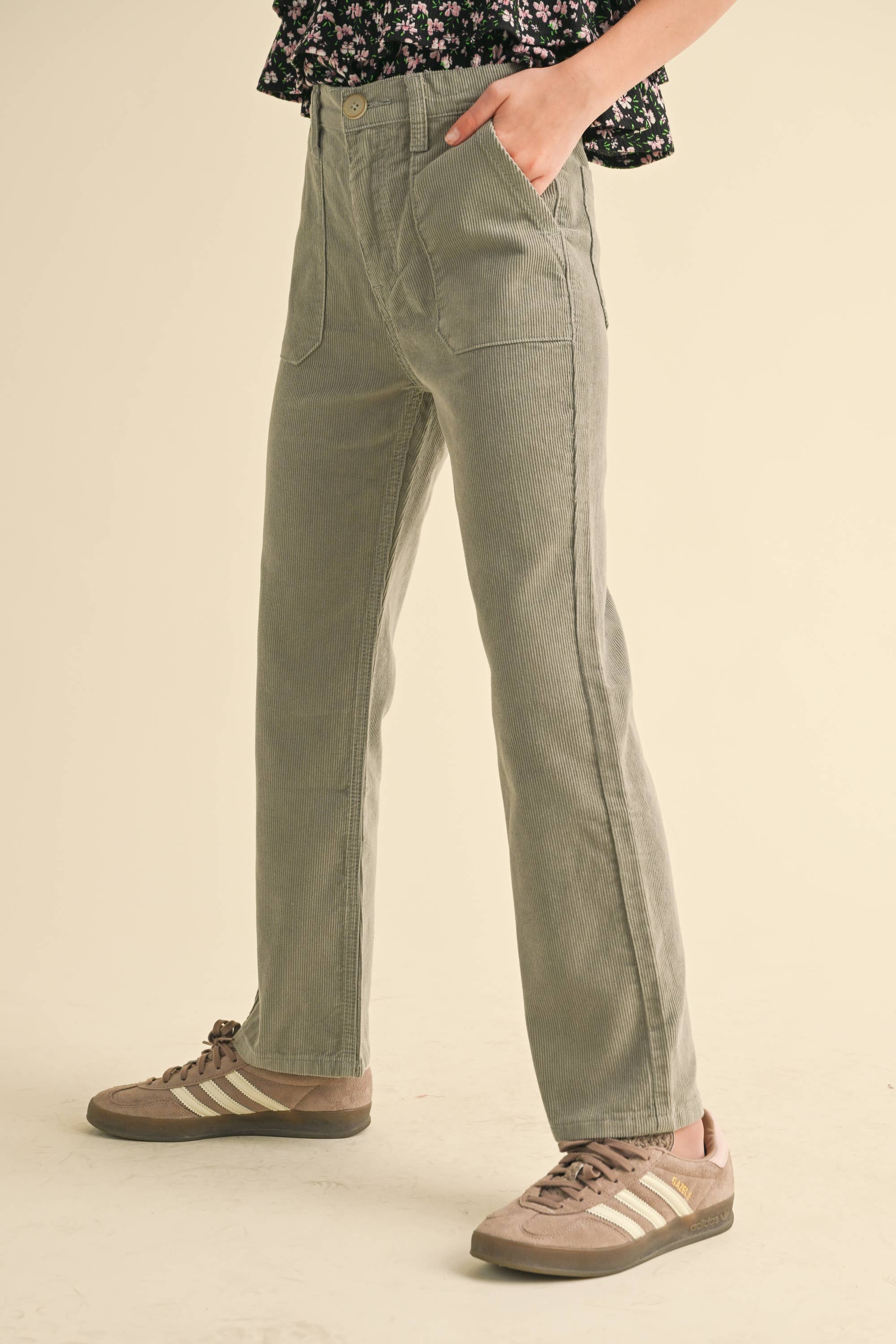 TWEEN GIRLS KIDS STRAIGHT LEG PANTS W/ PORKCHOP POCKET(7/14)
