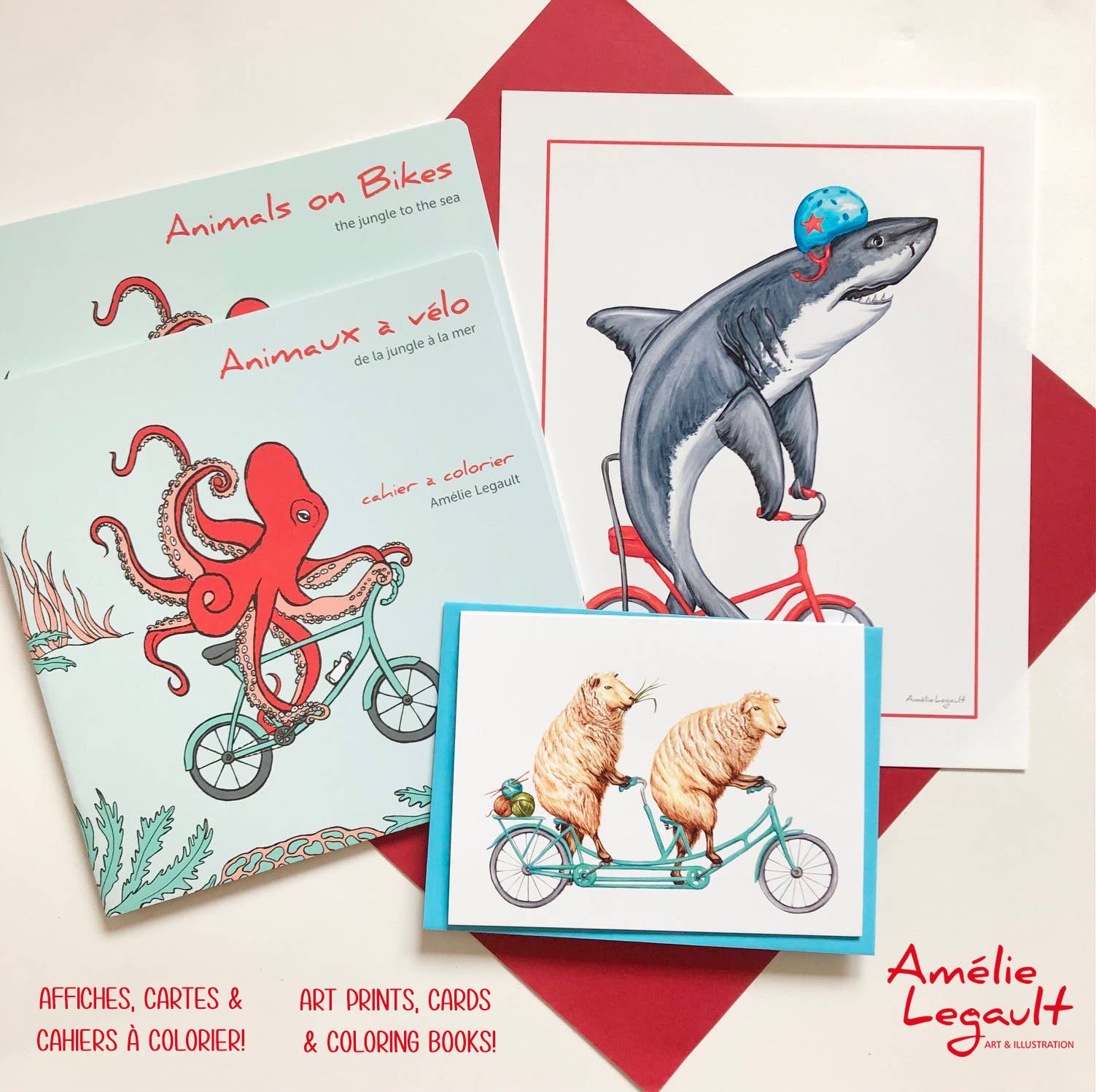 Shark riding a bike Greeting Card