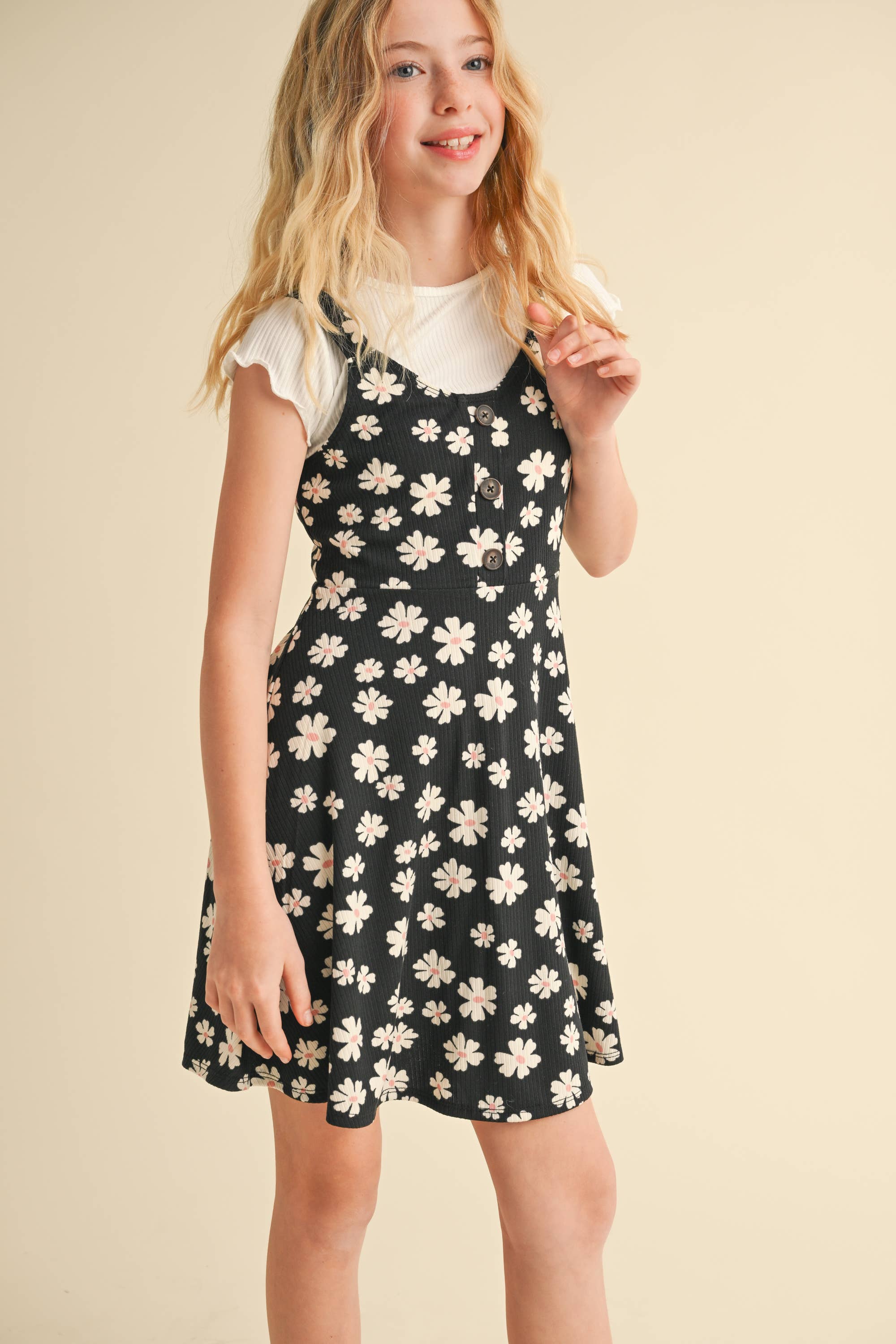 BUTTON FRONT FAUX 2PC JUMPER SET (7-14)