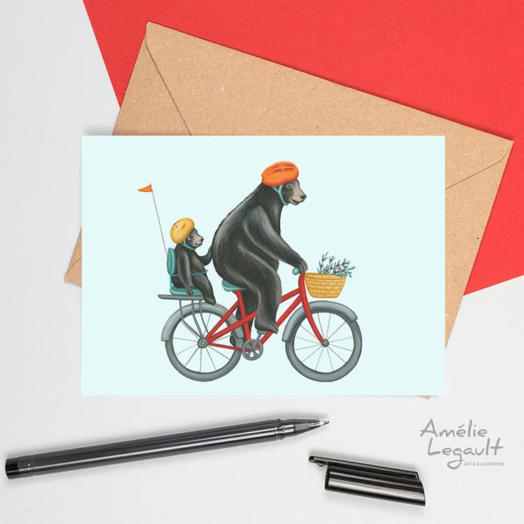 Bear Cycling Greeting Card