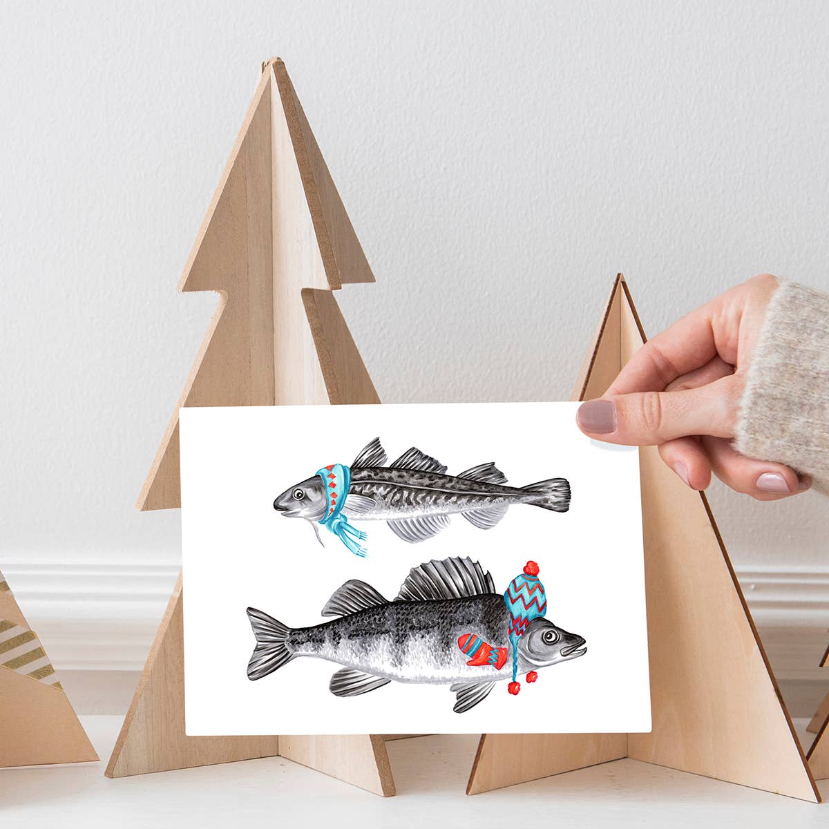 Fish greeting card, holiday card, Christmas Card