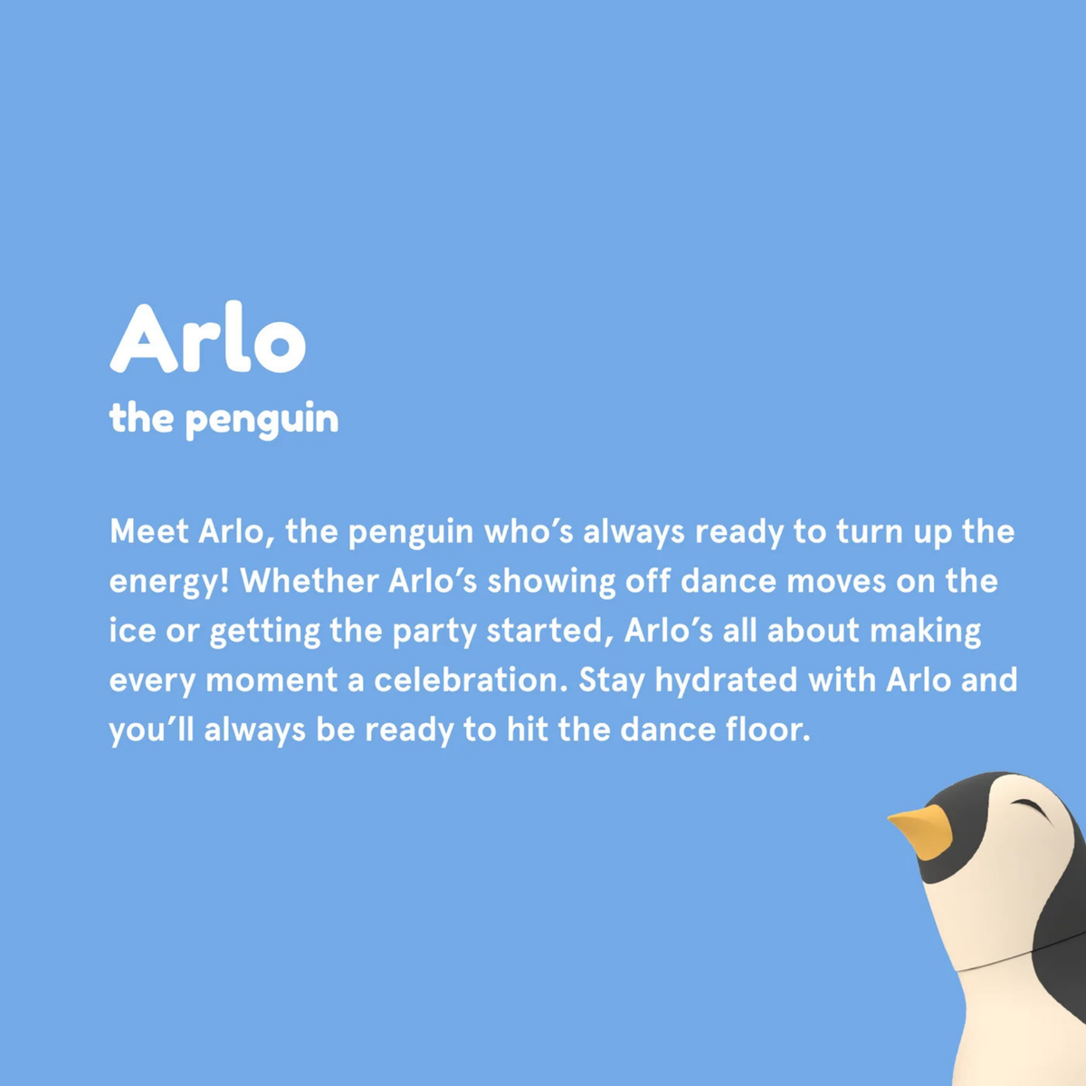 Arlo the Penguin Asobu Animal Bestie Bottle removable collectible silicone animal character head detail