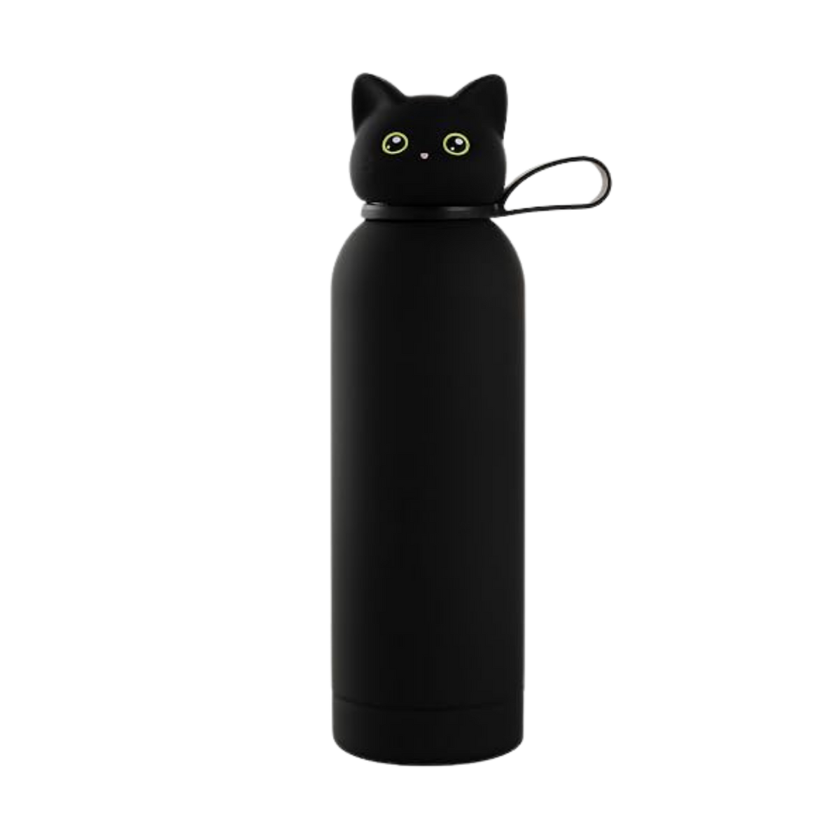 Asobu Animal Bestie Bottle 16 oz insulated kids water bottle in Black Cat design with removable collectible silicone character head and 24-hour cold retention