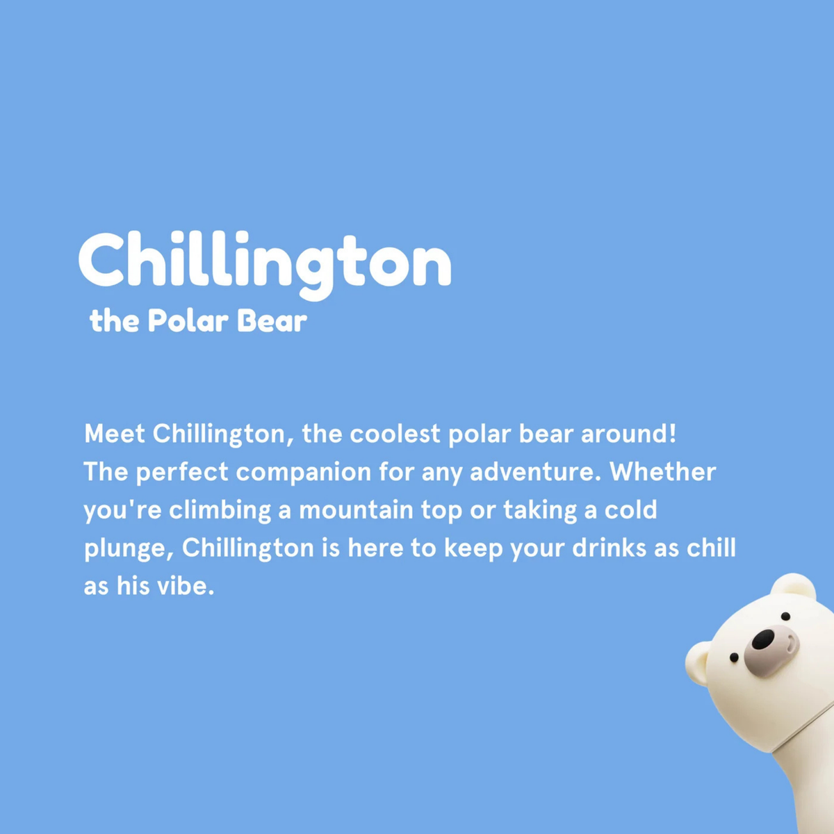 Chillington the Polar Bear Asobu Animal Bestie Bottle removable collectible silicone animal character head detail