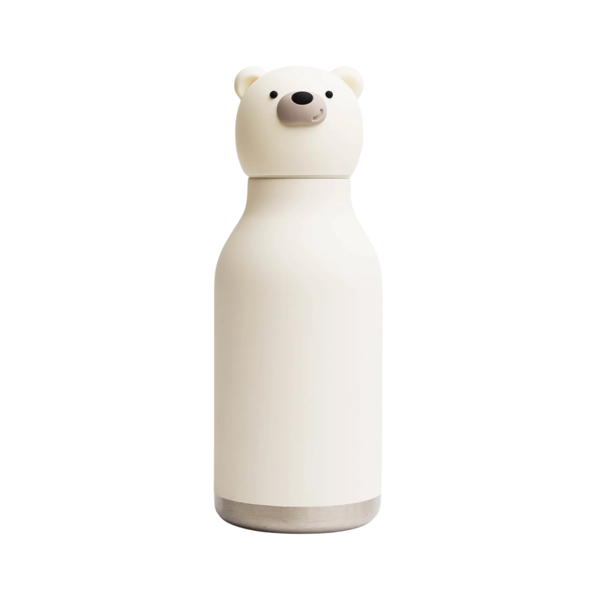 Asobu Animal Bestie Bottle 16 oz insulated kids water bottle in Polar Bear design with removable collectible silicone character head and 24-hour cold retention