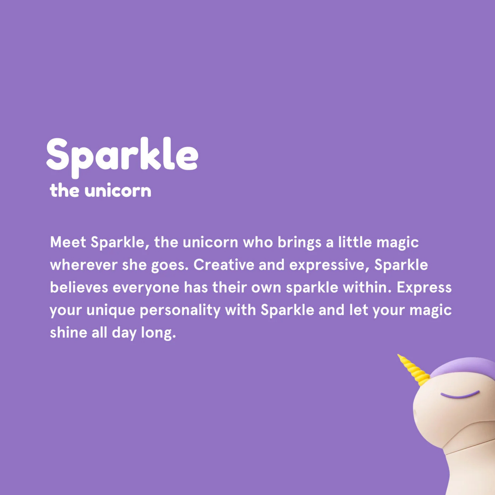 Sparkle the Unicorn Asobu Animal Bestie Bottle removable collectible silicone animal character head detail