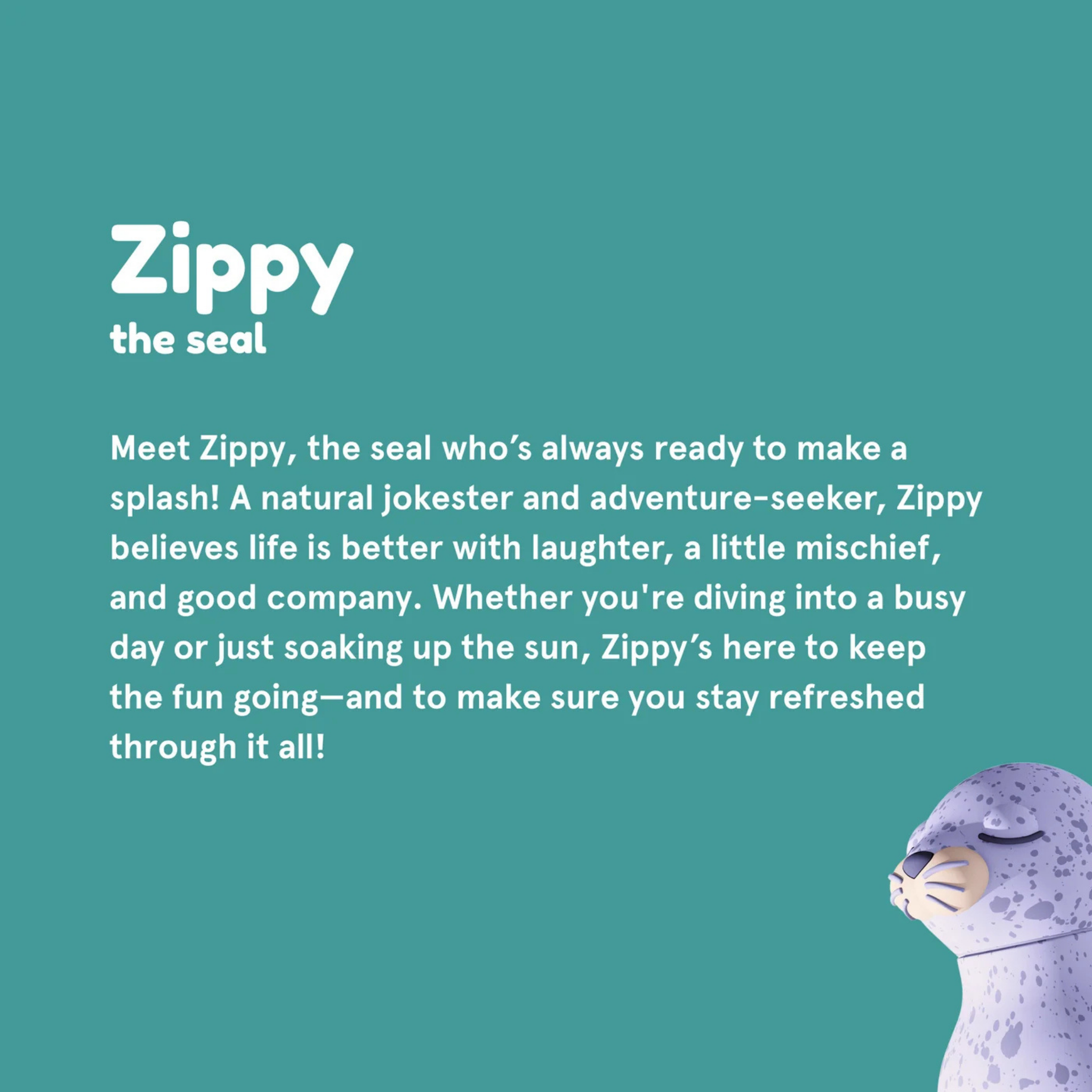 Zippy the Seal Asobu Animal Bestie Bottle removable collectible silicone animal character head detail