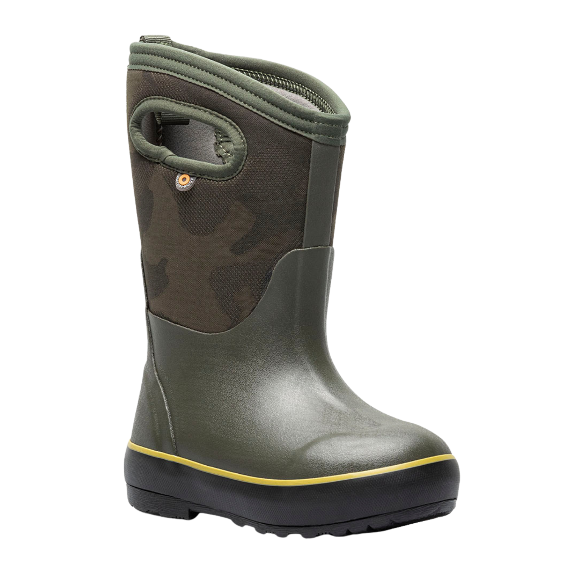 Side profile of BOGS Classic II insulated winter boots in Dark Green Camo