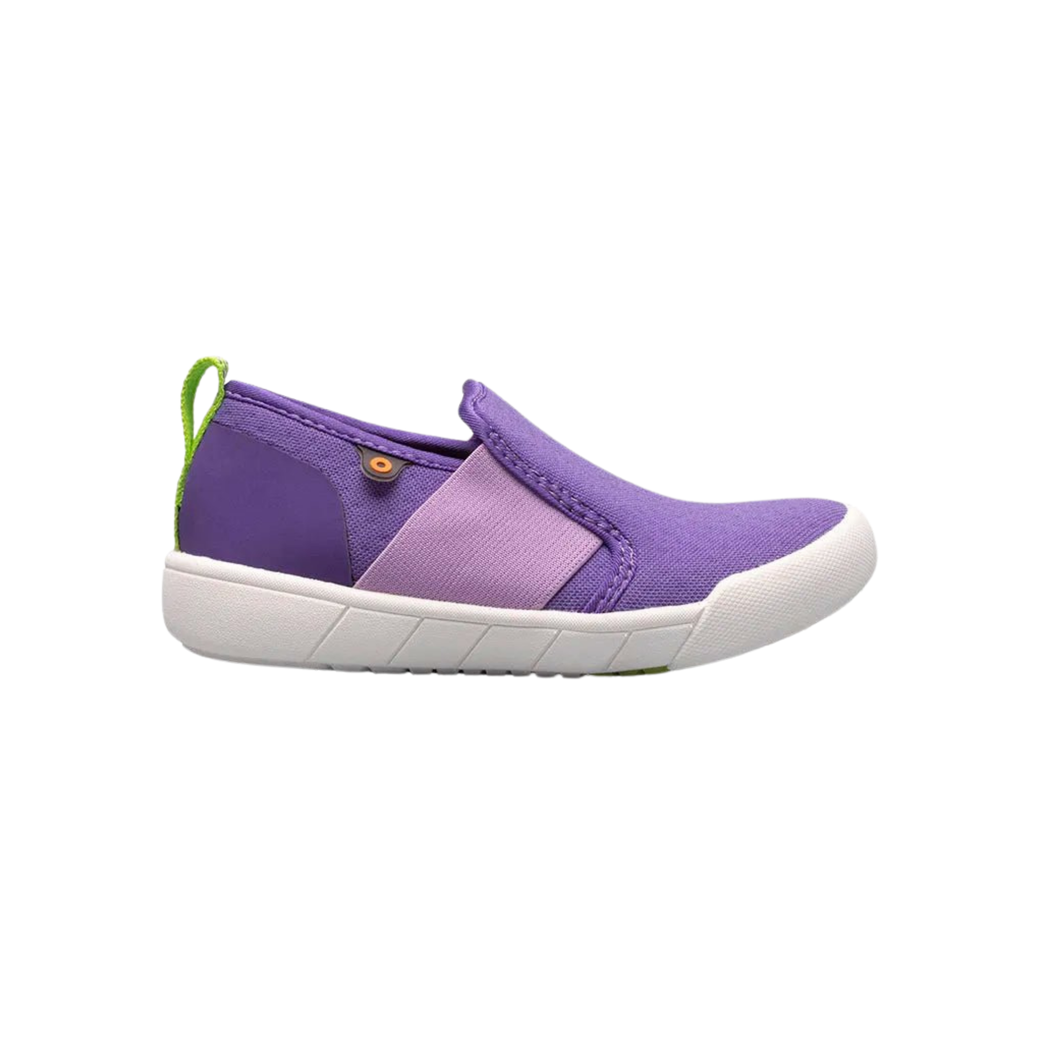 Purple BOGS Kicker II waterproof slip-on shoes for kids in Whistler