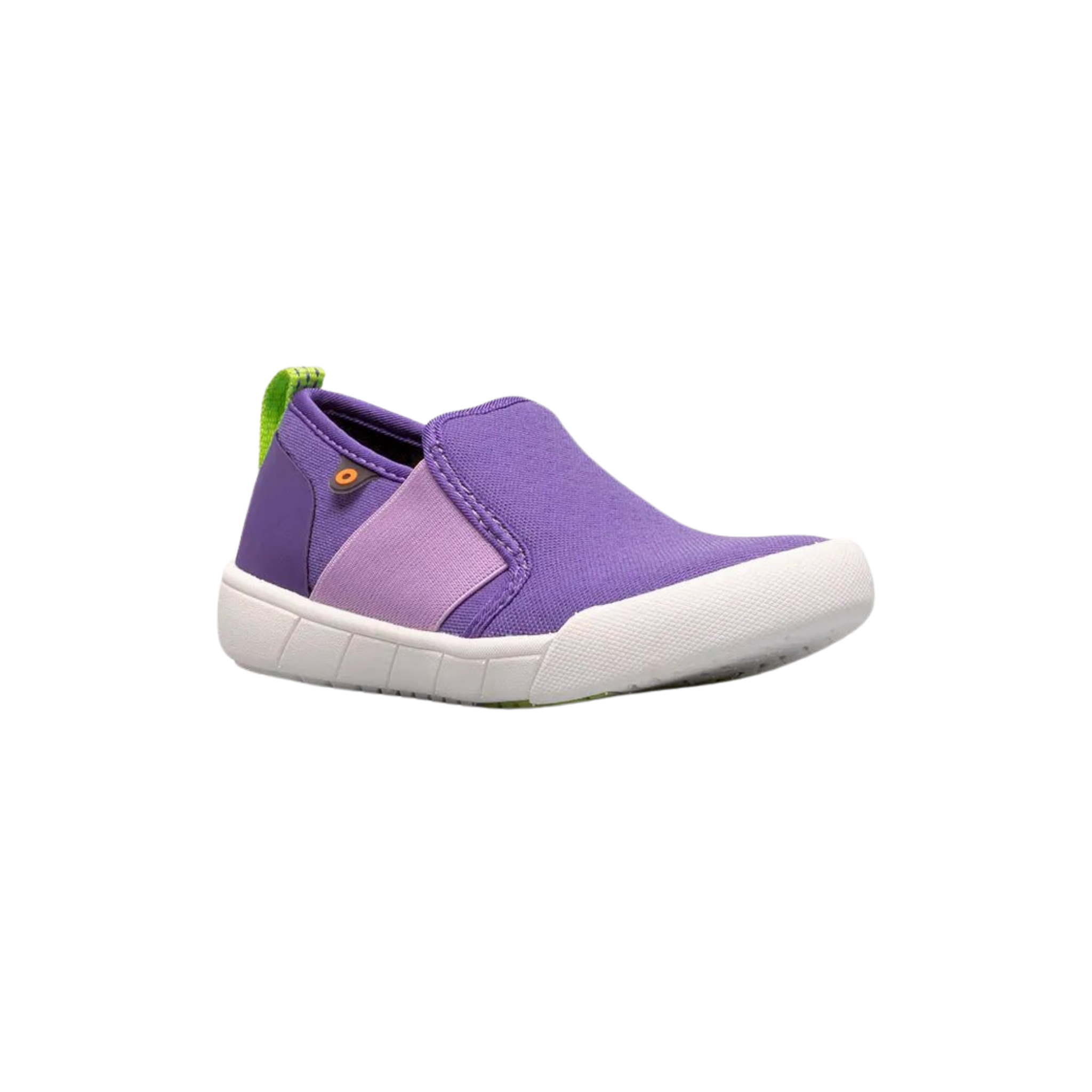 Side profile of BOGS Kicker II waterproof insulated slip-on shoes in Purple