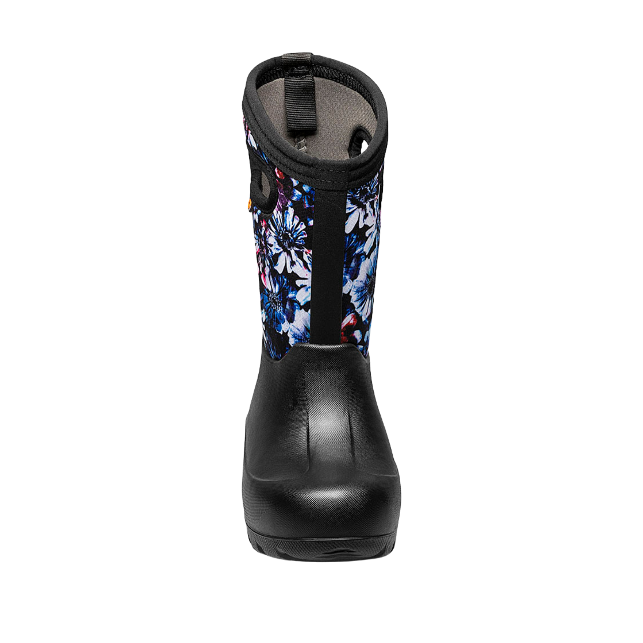 Front view of BOGS Neo-Classic waterproof winter boots with Real Flower design