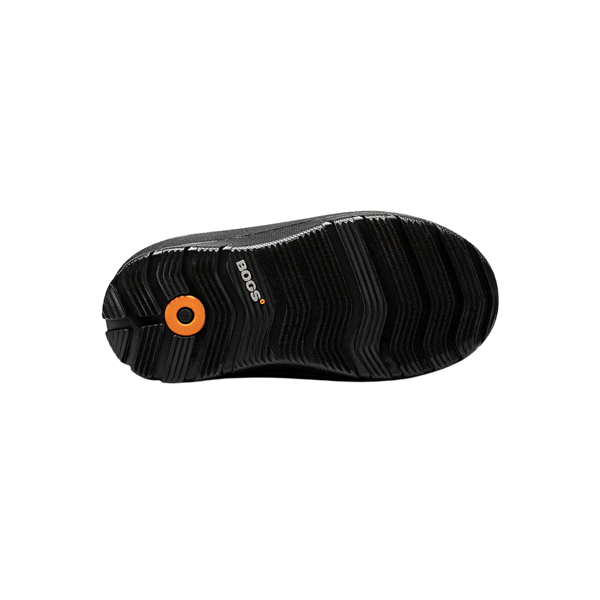 Bottom sole of BOGS Neo-Classic winter boots in Solid Black with BioGrip slip-resistant outsole