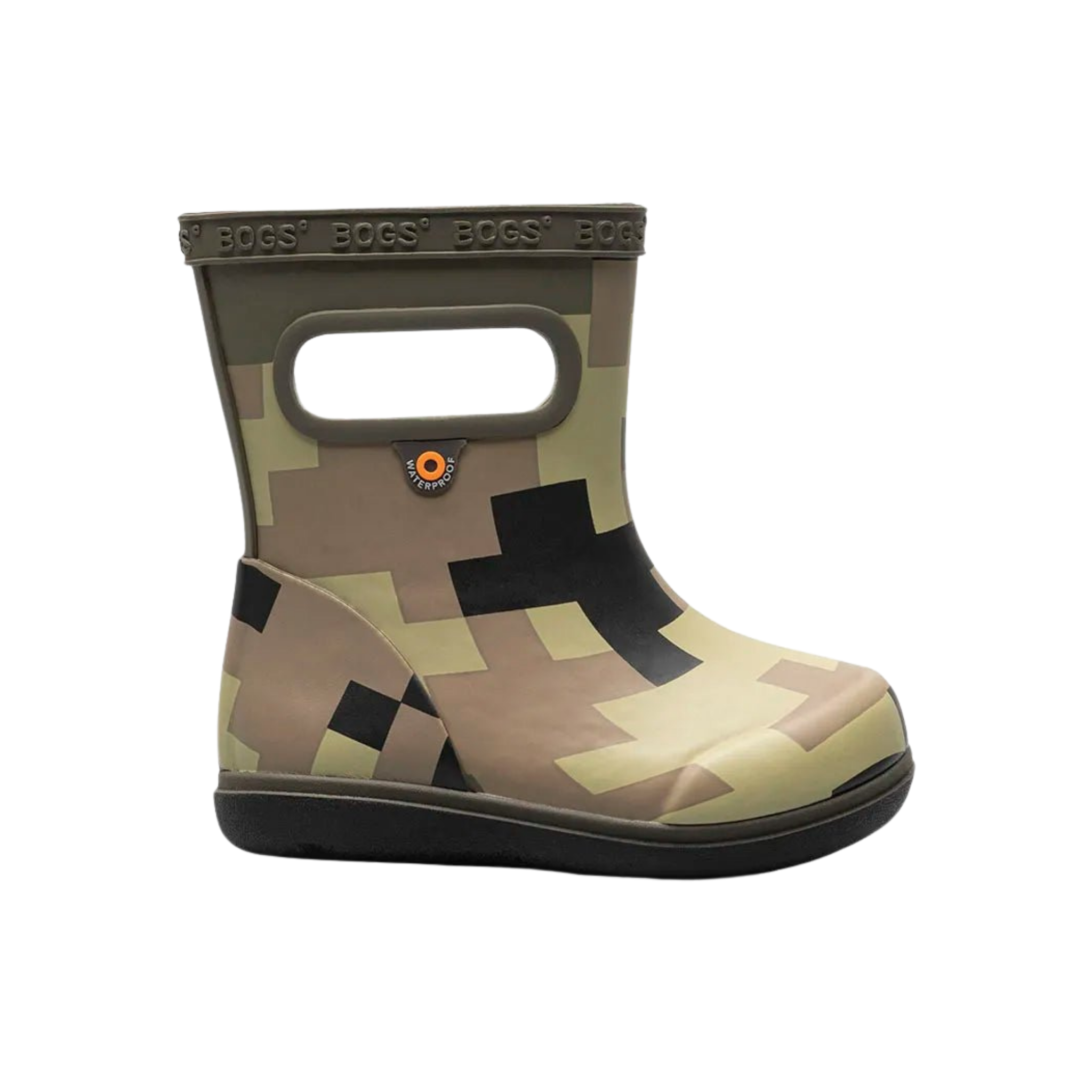 BOGS Skipper II waterproof toddler boots in Big Camo design, suited for rainy adventures in Whistler