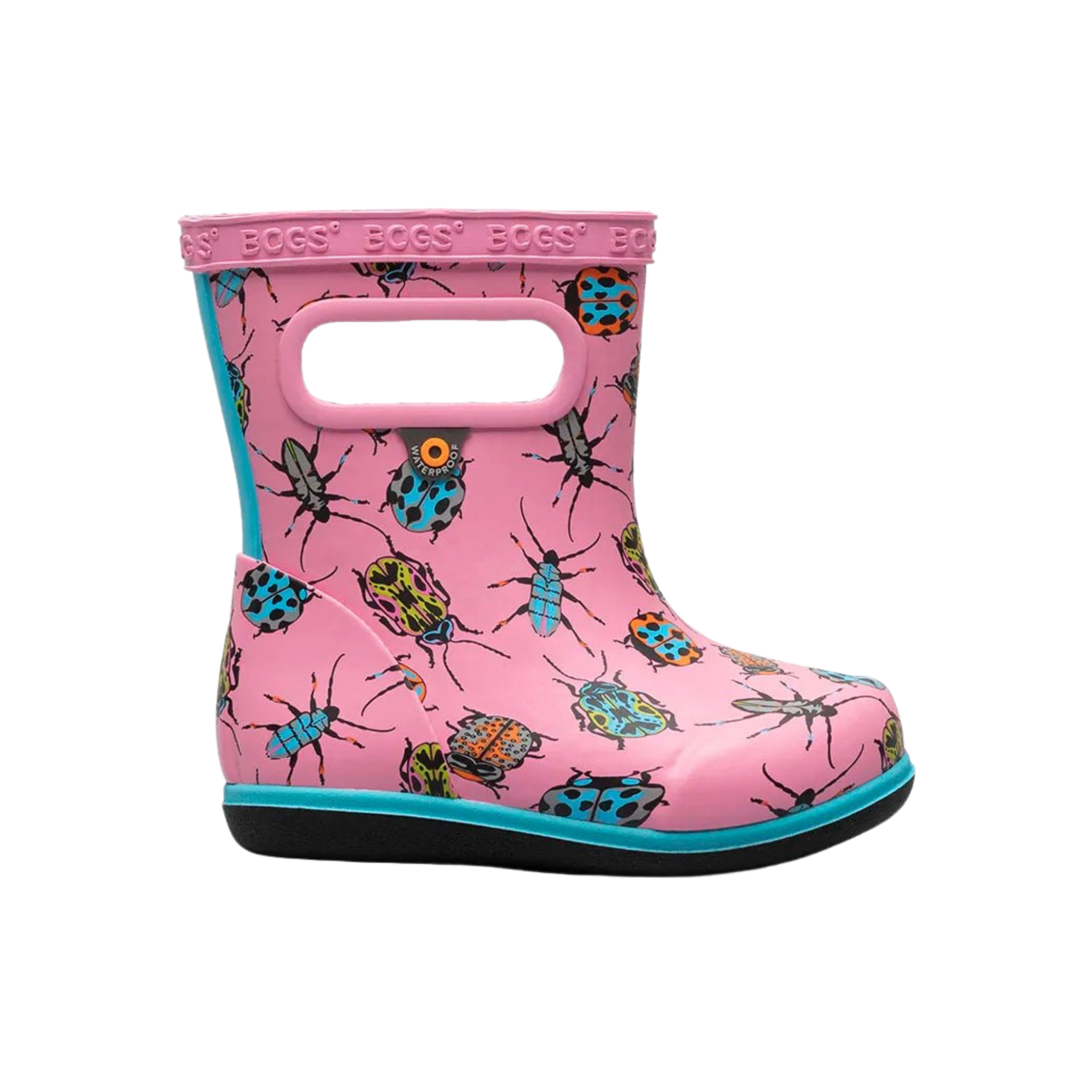 BOGS Skipper II waterproof toddler boots in Bugs Blush Pink design, suited for rainy adventures in Whistler