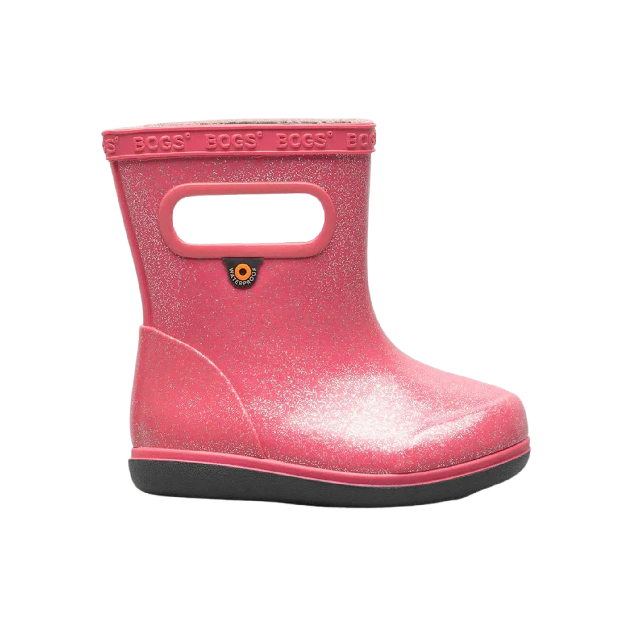 BOGS Skipper II waterproof toddler boots in Glitter Pink, suited for rainy adventures in Whistler