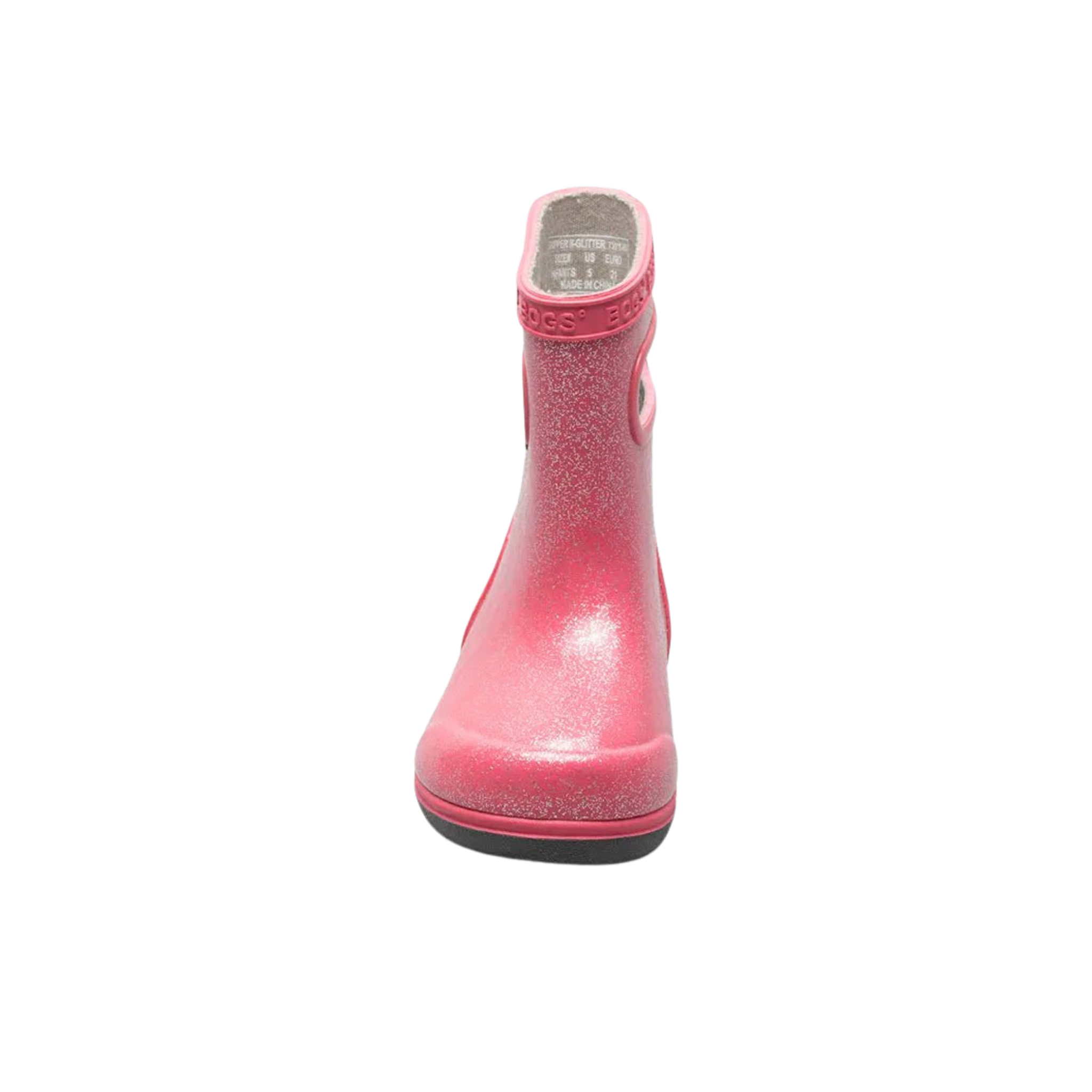 Front view of BOGS Skipper II waterproof toddler boots in Glitter Pink