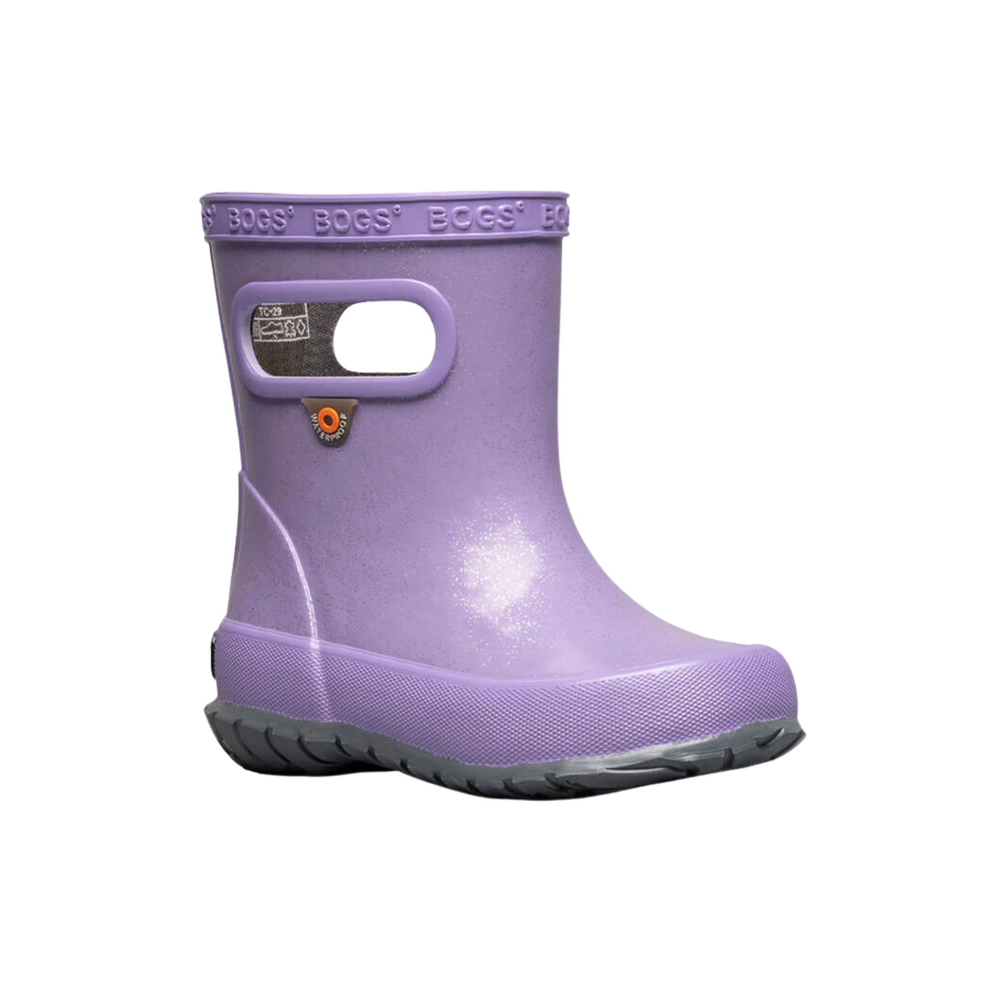 Front view of BOGS Skipper II waterproof toddler boots in Purple Multi