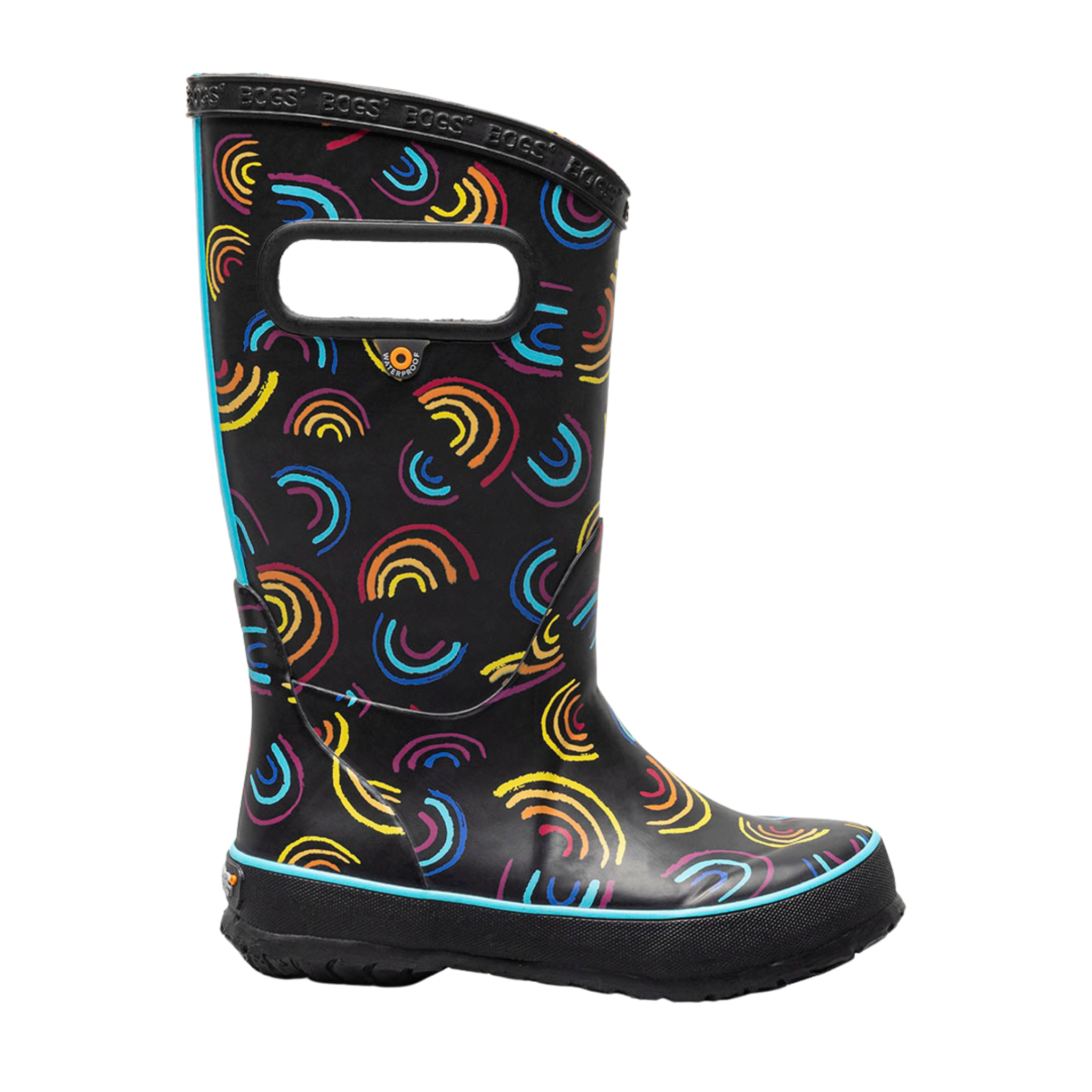 Wild Rainbow BOGS waterproof rain boots for kids in Whistler