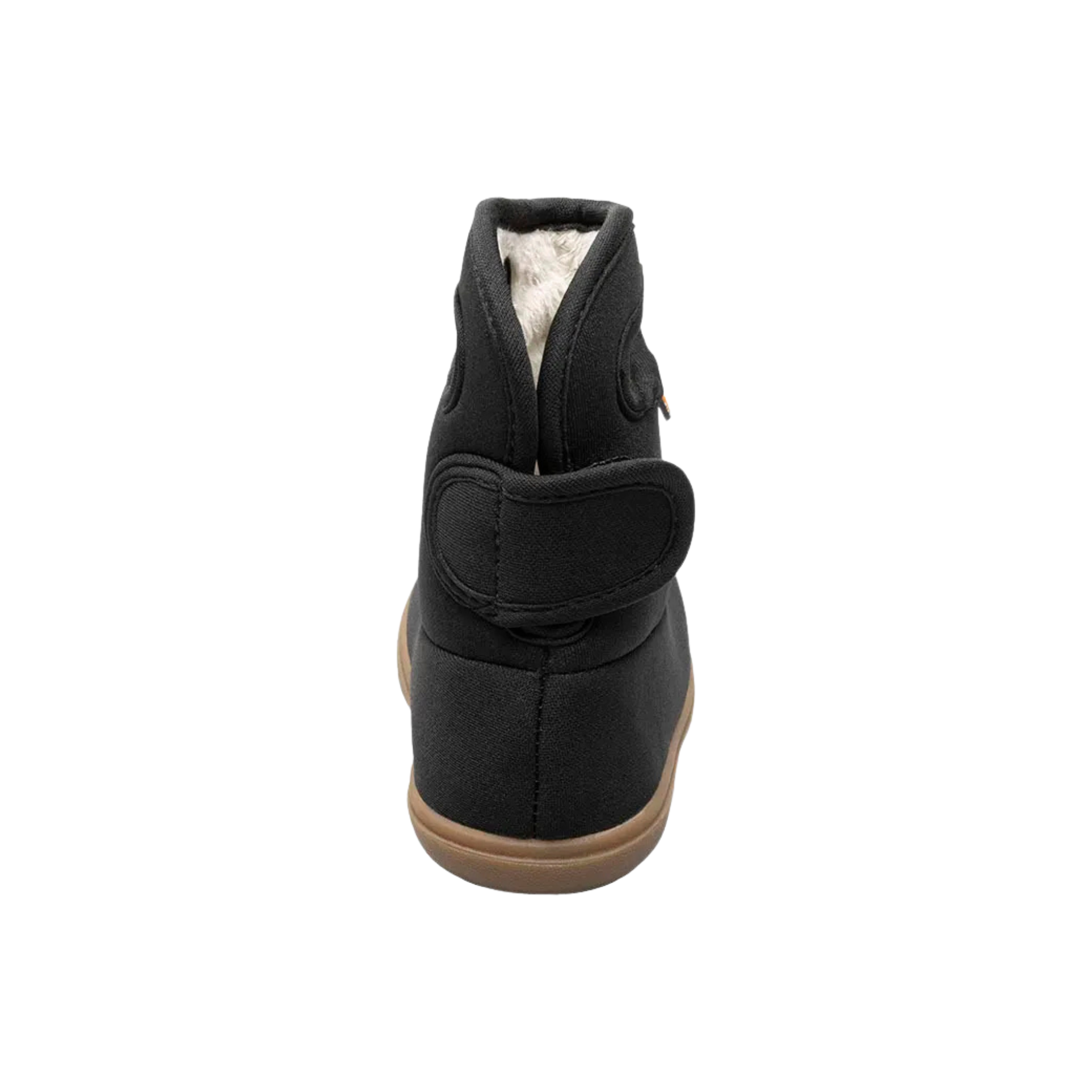 Rear view of BOGS waterproof rain boots in Black Multi showing the heel and back design