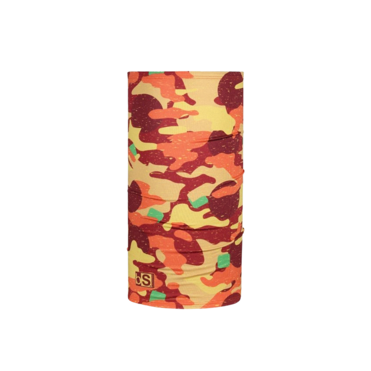 BlackStrap Kids Therma Tube dual-layer neck gaiter in Pizza Camo design with four-way stretch, moisture-wicking fabric and UPF 50+ protection for ages 2 to 7